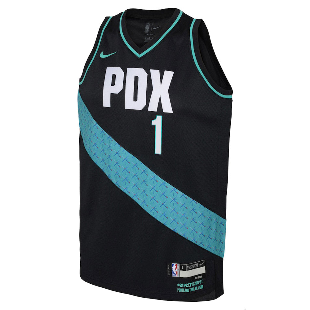 Youth Portland Trail Blazers Anfernee Simons City Edition Jersey - Black