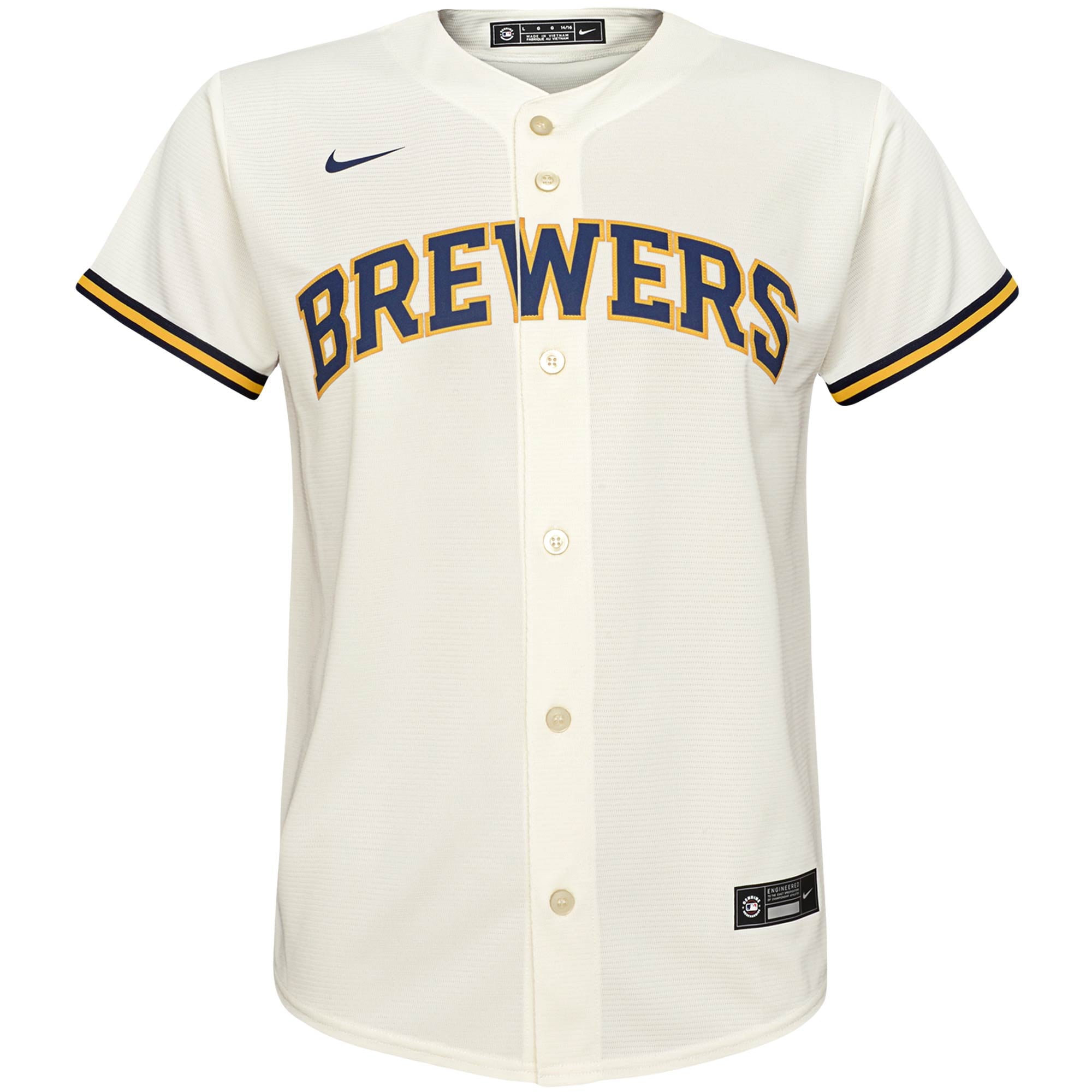 Youth Nike Cream Milwaukee Brewers Home Replica Team Jersey