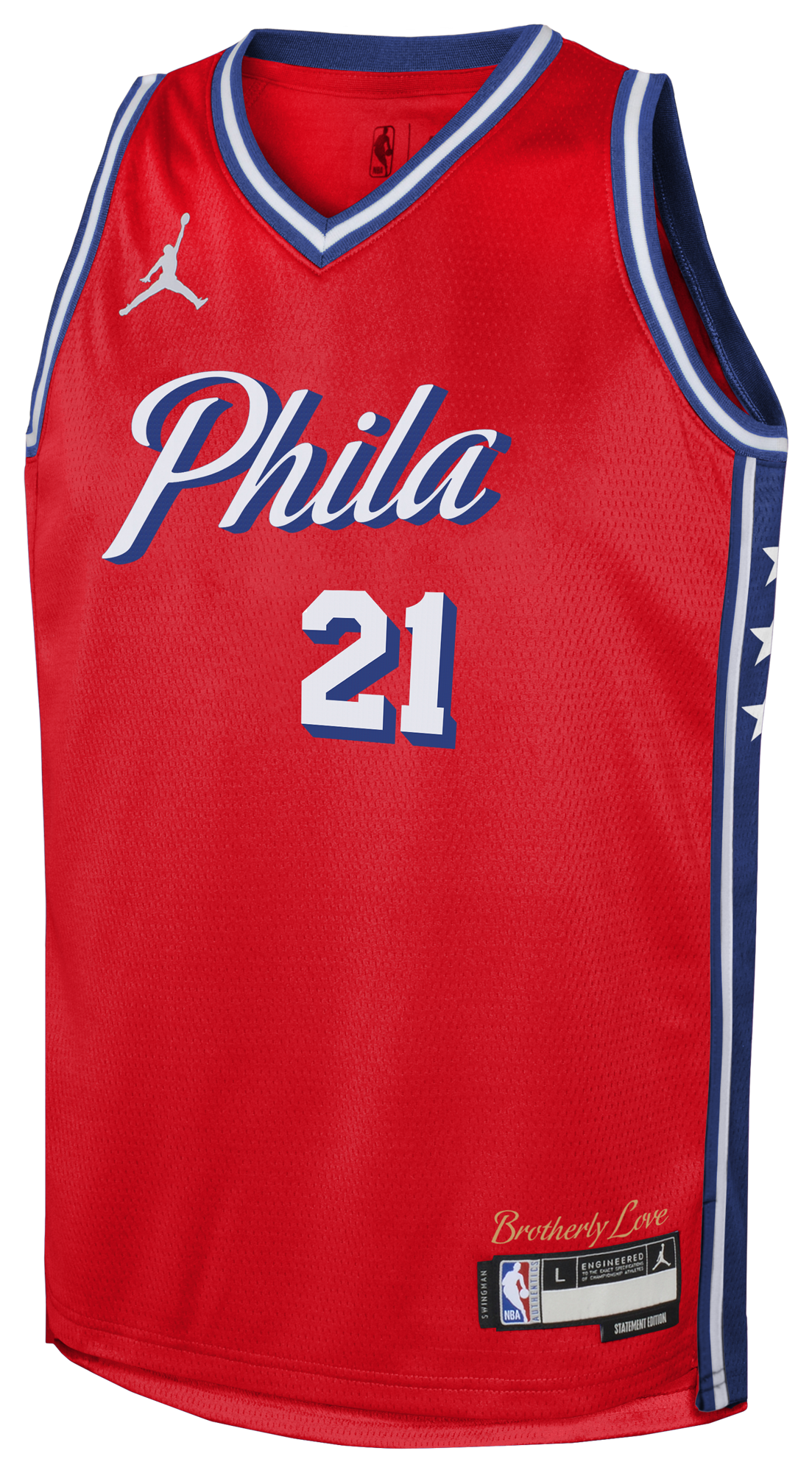 Boys' Grade School Embiid Joel Jordans 76ers Statement Swingman Jersey - Red