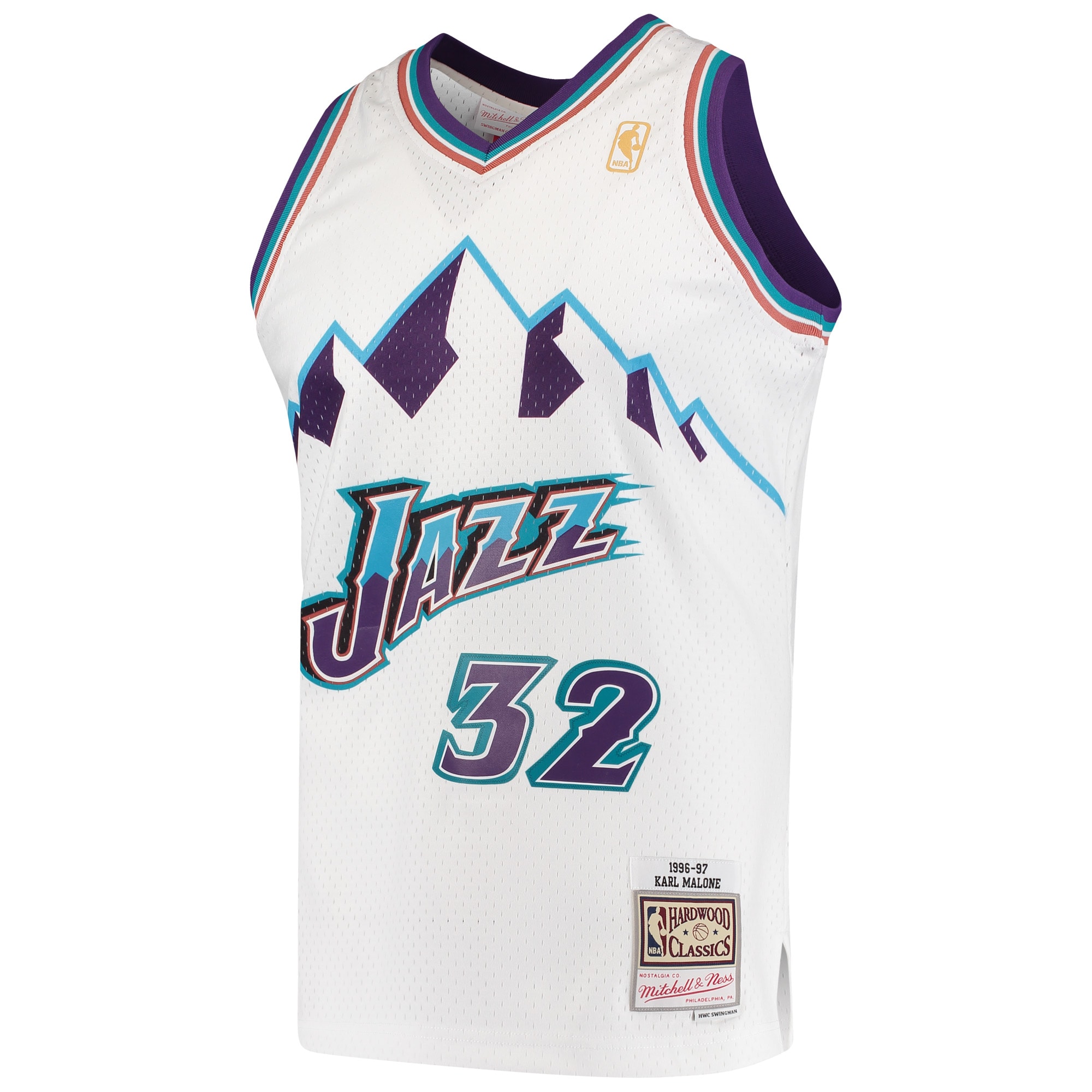 Karl Malone Utah Jazz Mitchell & Ness Hardwood Classics Swingman Jersey - White