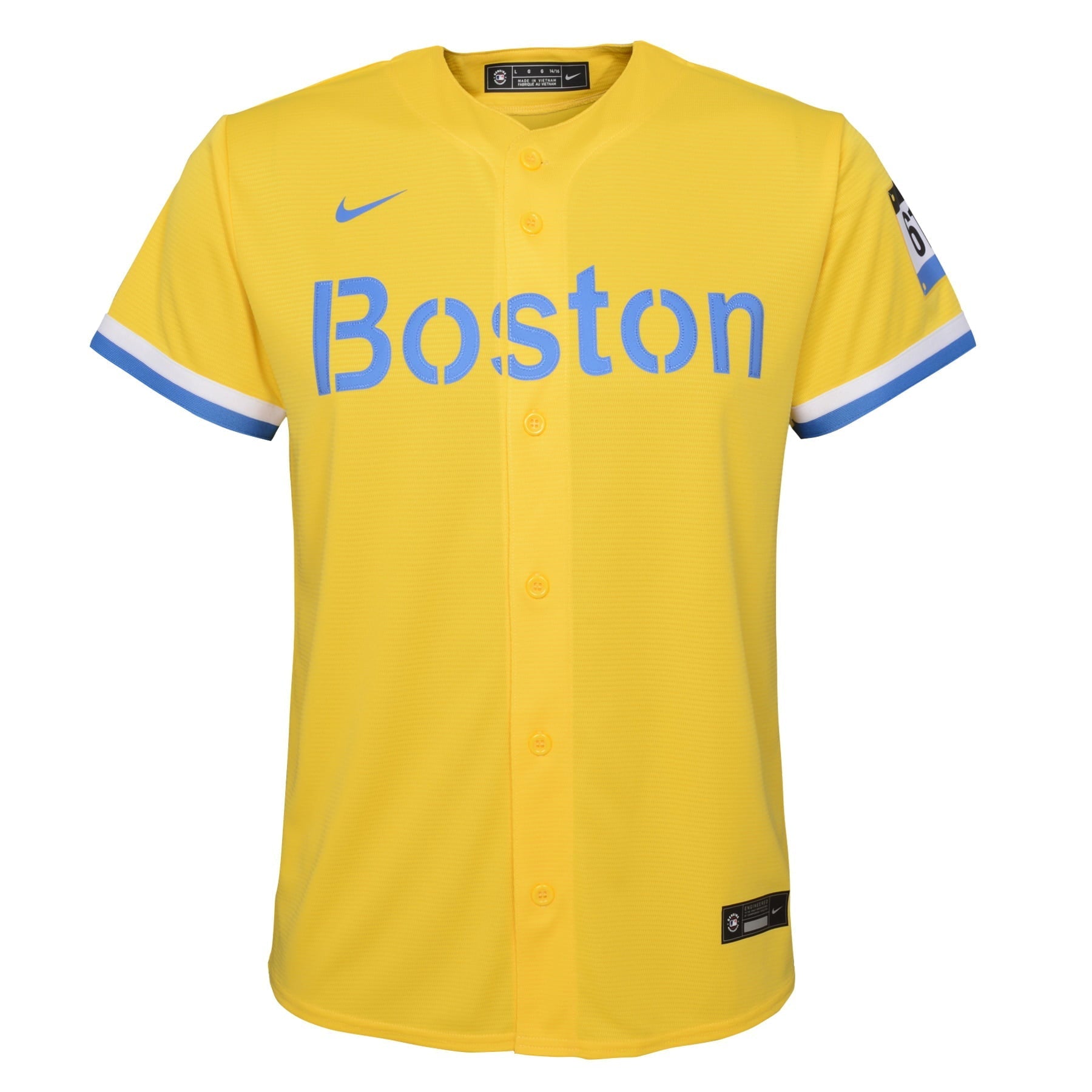 Youth Nike Gold/Light Blue Boston Red Sox City Connect Replica Team Jersey