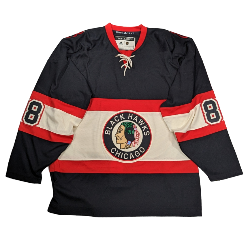 Men's Chicago Blackhawks Patrick Kane adidas 1934 Black Alternate Authentic Player Jersey