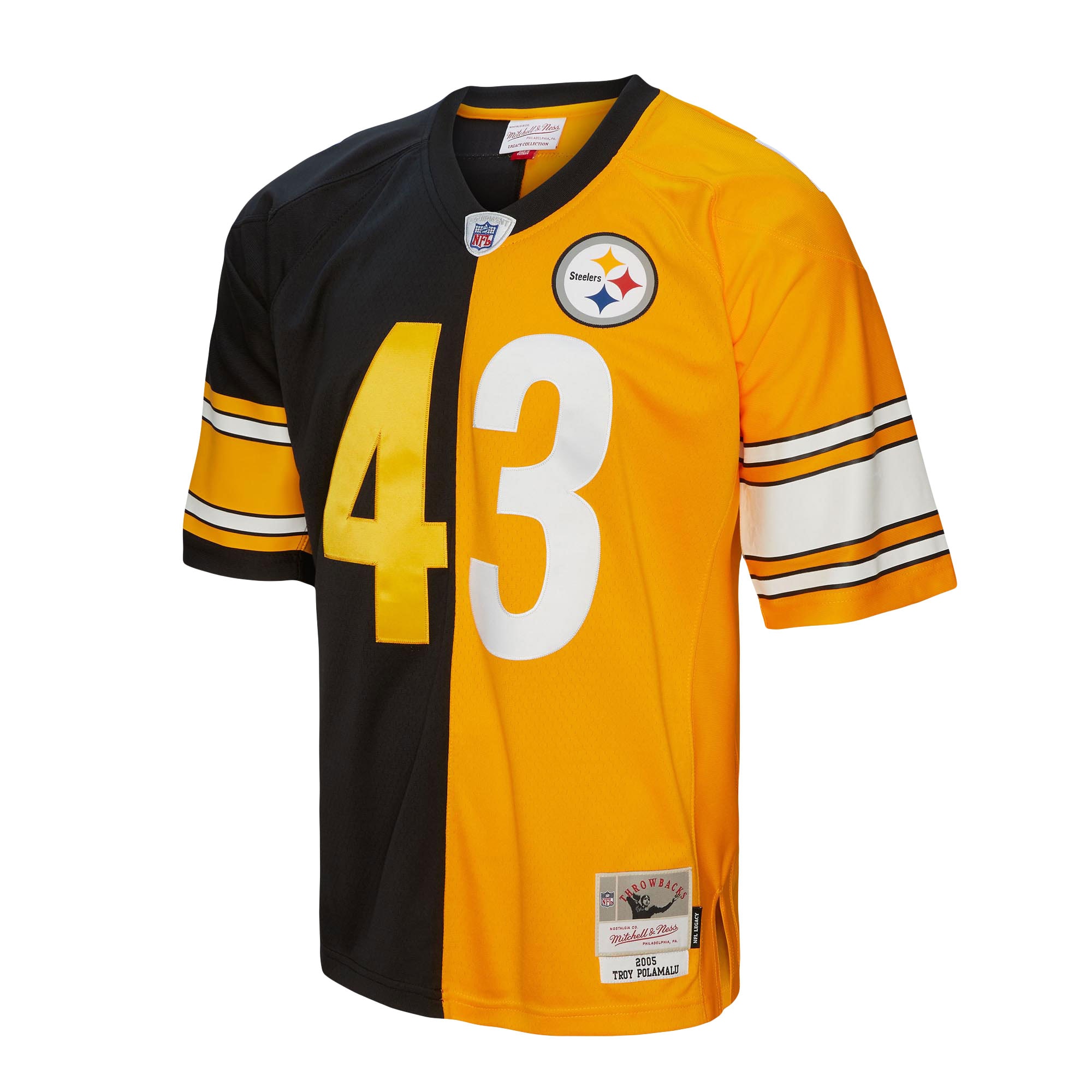 Troy Polamalu Pittsburgh Steelers Mitchell & Ness 2005 Split Legacy Replica Jersey - Black/Gold