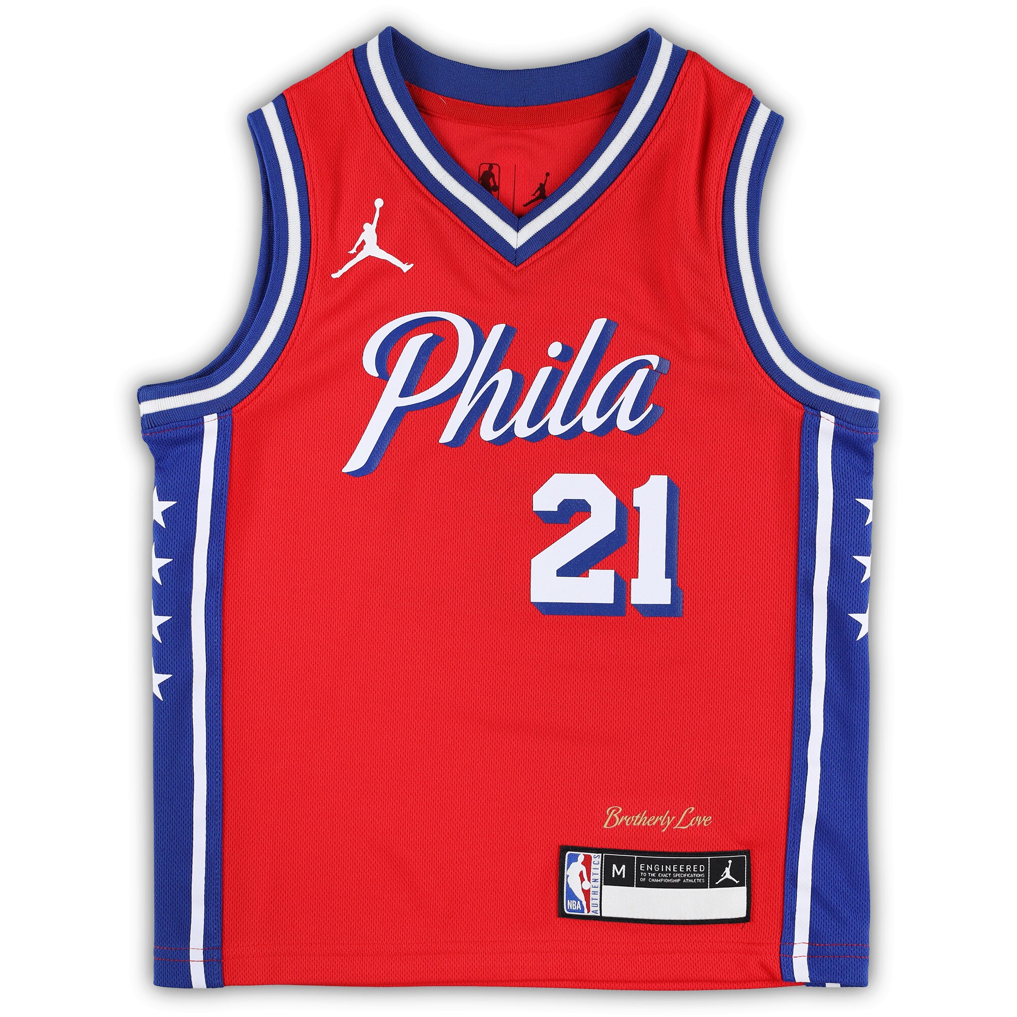Joel Embiid Philadelphia 76ers Jordans Brand Preschool 2022/23 Replica Jersey - Statement Edition - Red