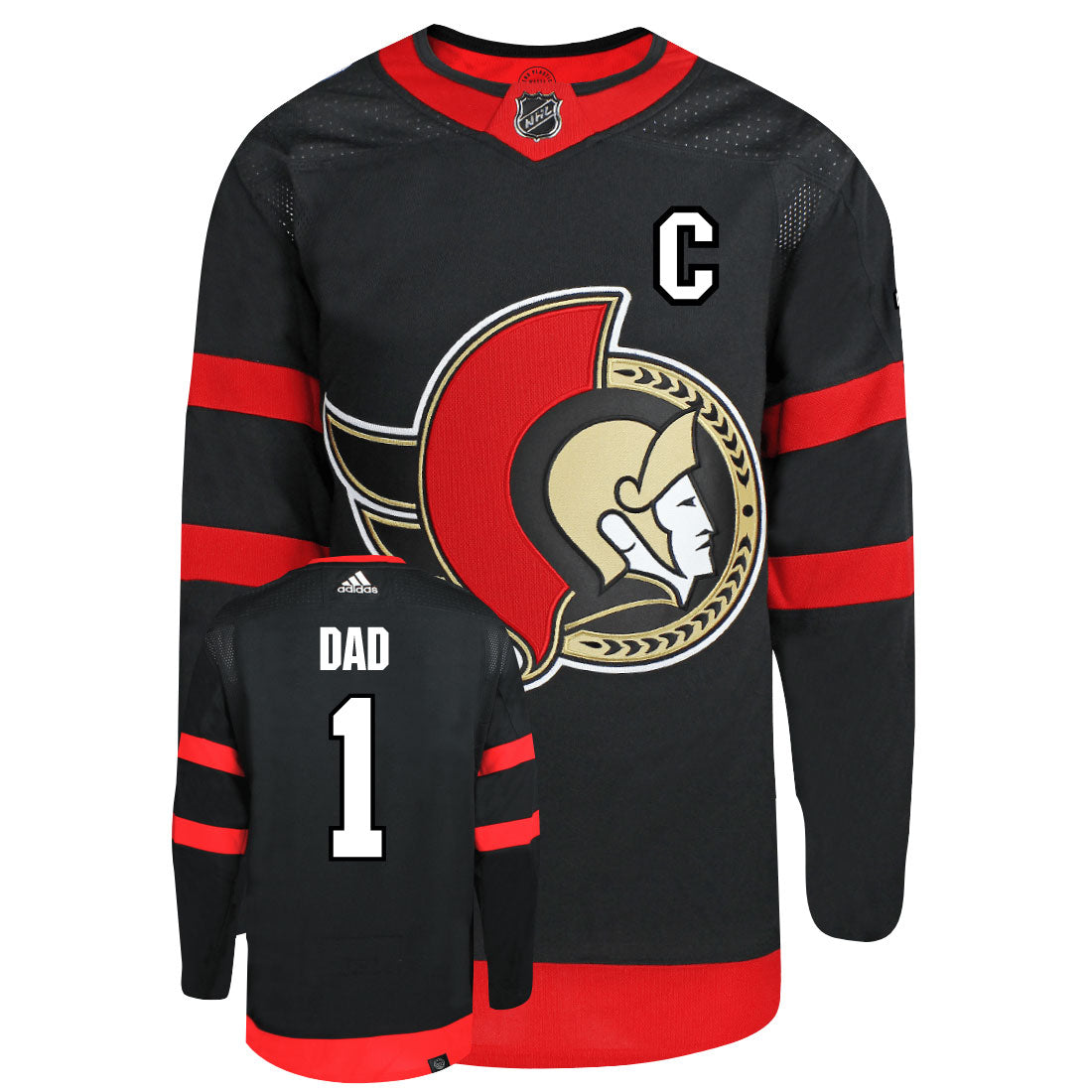 Ottawa Senators Dad Number One Adidas Primegreen Authentic NHL Hockey Jersey