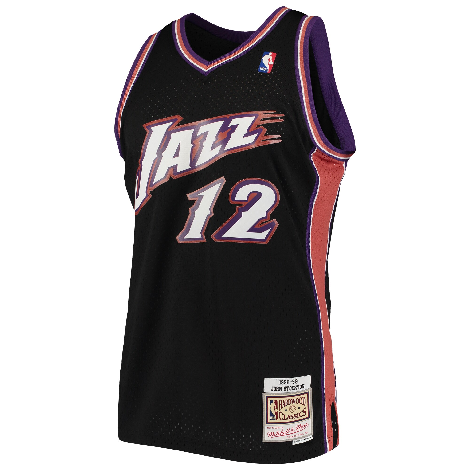 John Stockton Utah Jazz Mitchell & Ness Hardwood Classics Swingman Jersey - Black