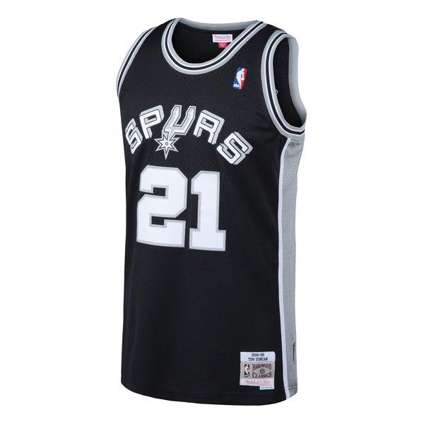 Mens San Antonio Spurs Tim Duncan Mitchell & Ness Black 1998-99 Hardwood Classics Swingman Jersey