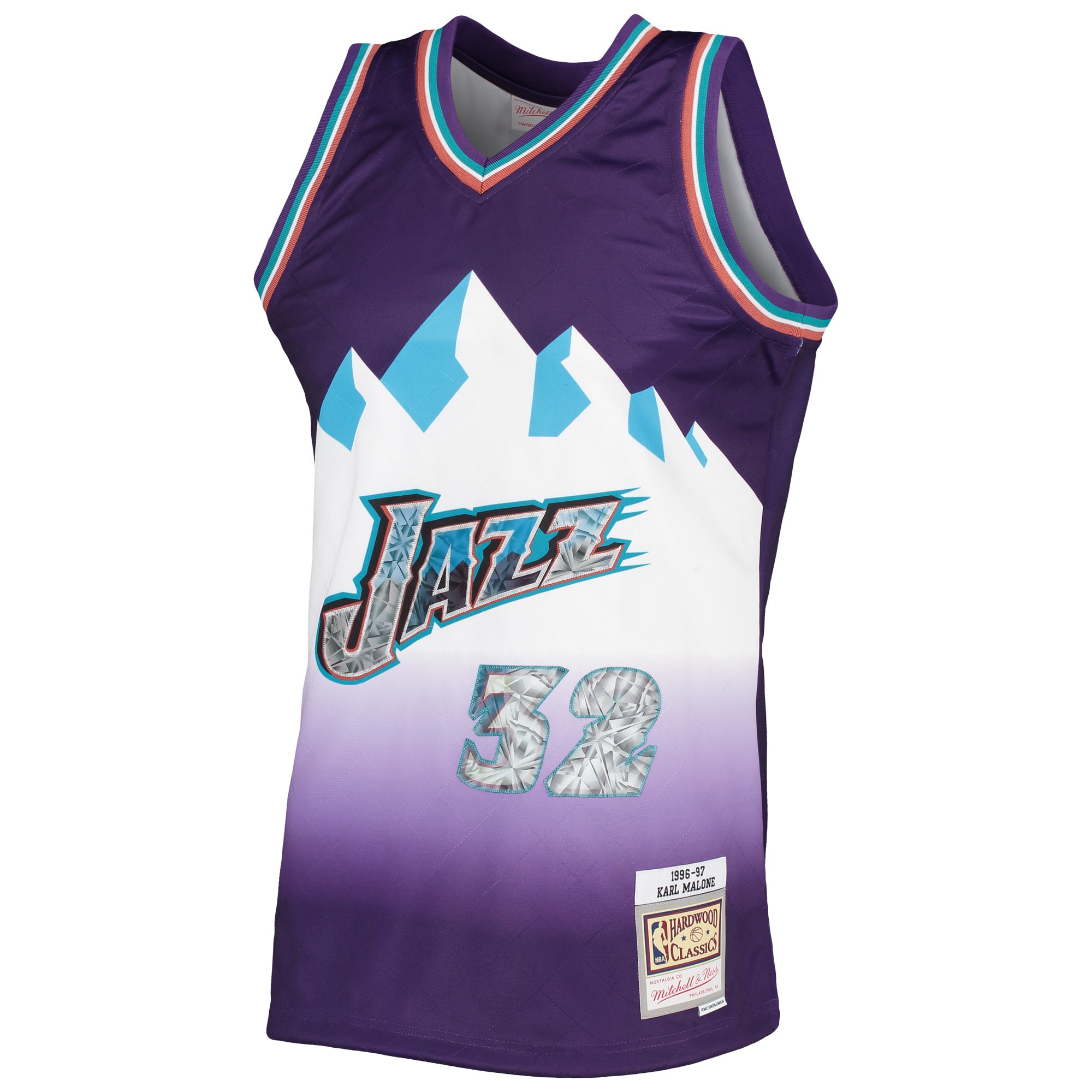 Karl Malone Utah Jazz Mitchell & Ness 1996-97 Hardwood Classics NBA 75th Anniversary Diamond Swingman Jersey - Purple