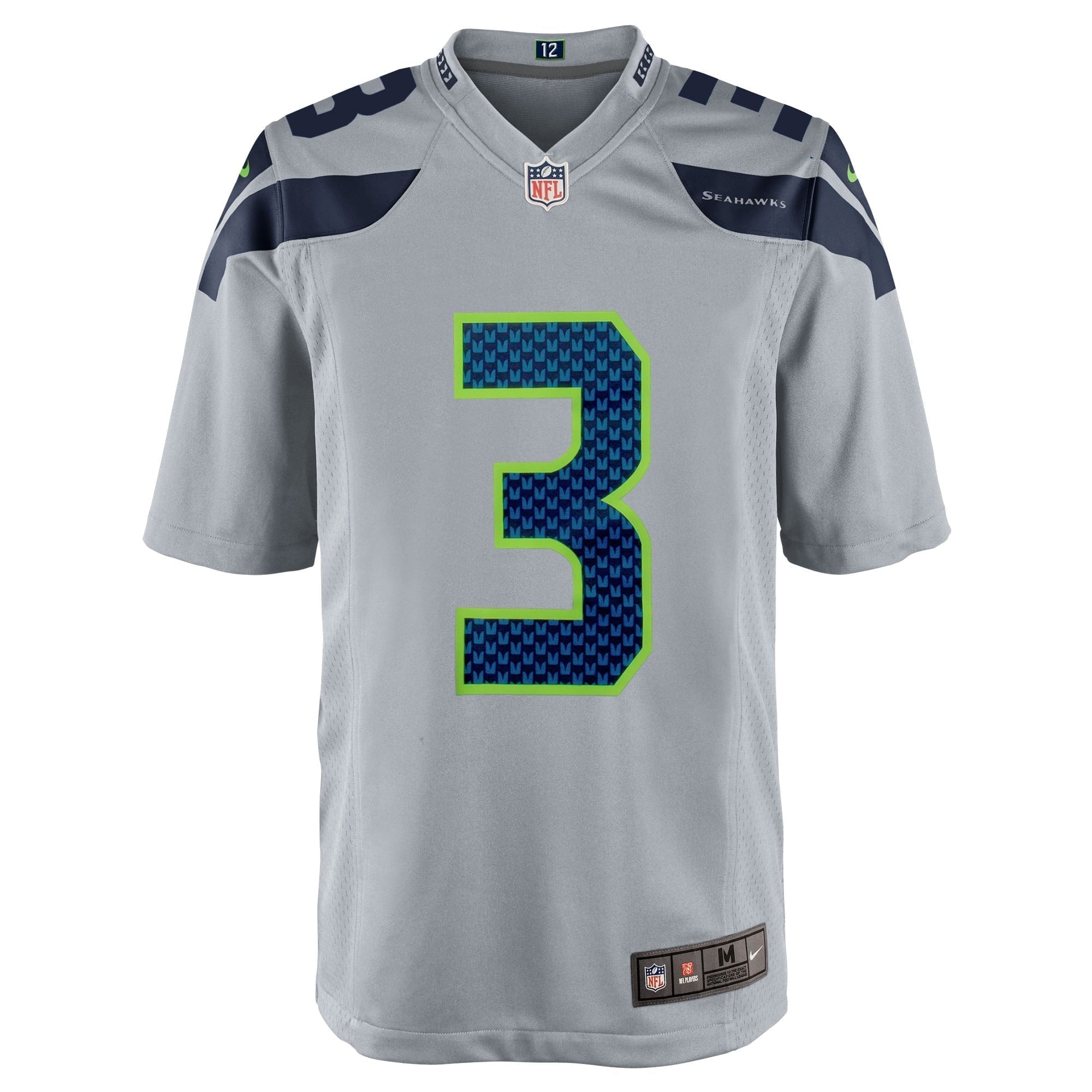 Mens Seattle Seahawks  Russell Wilson  Nike Gray Alternate Game Jersey