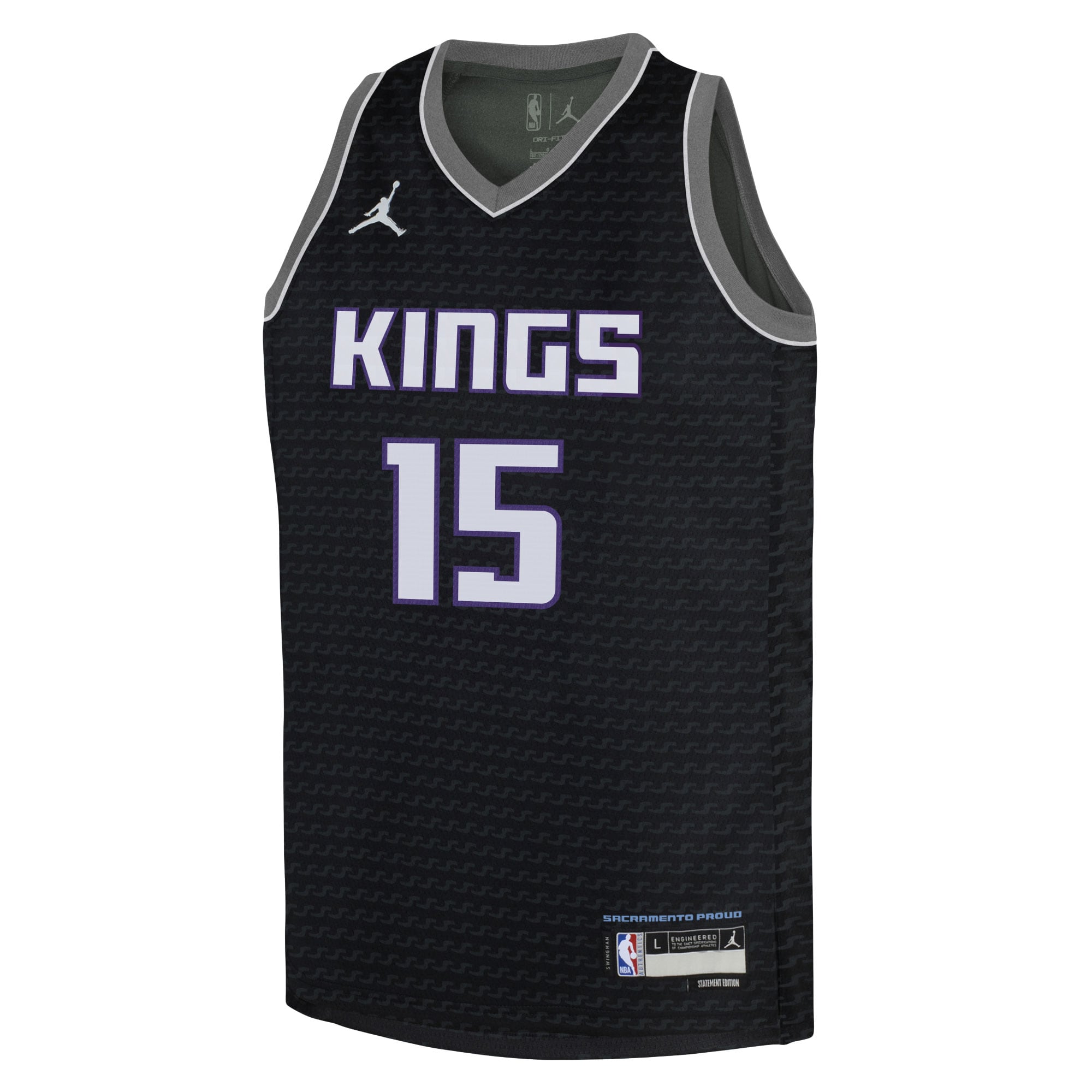 Davion Mitchell Sacramento Kings Jordans Brand Youth Swingman Jersey - Statement Edition - Black