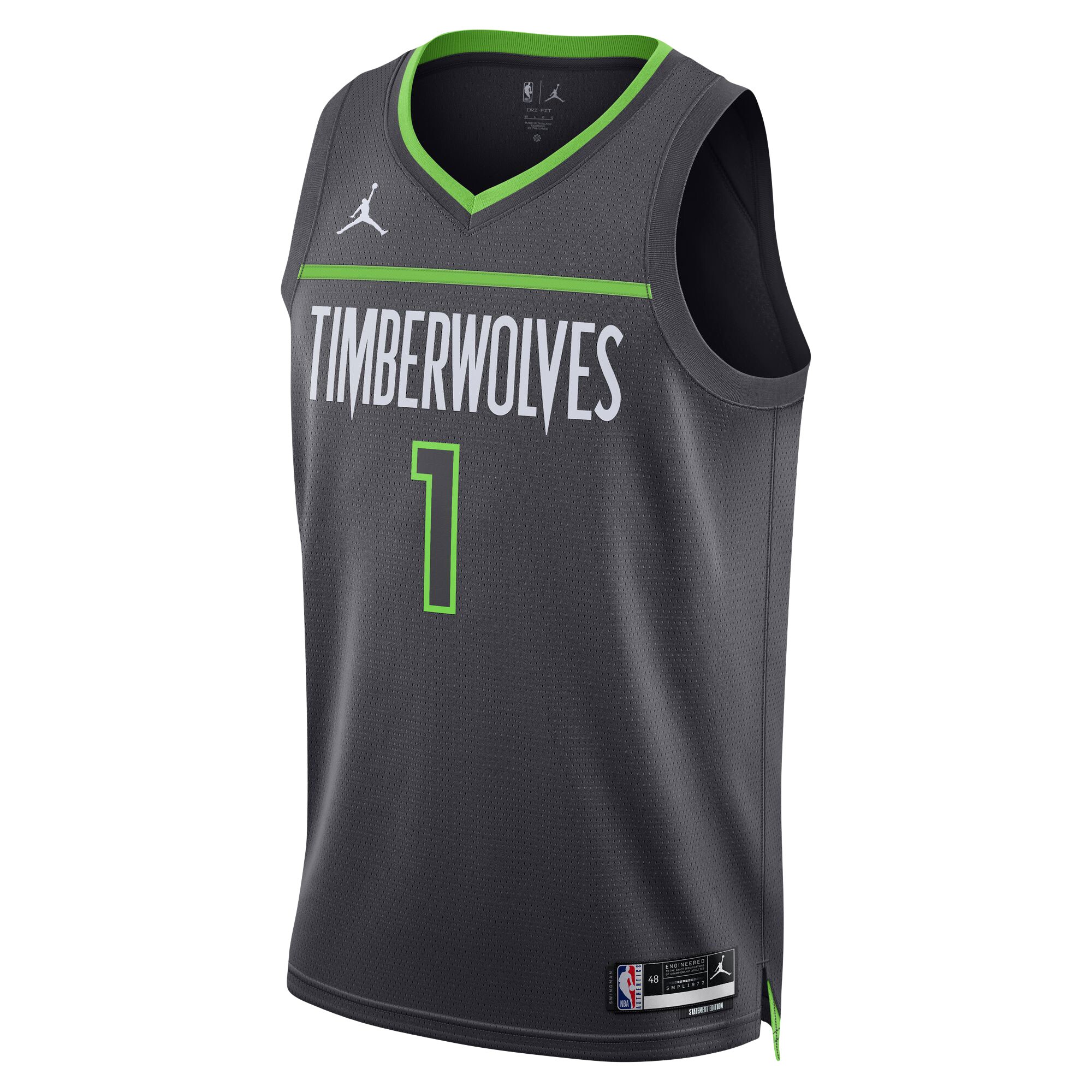 Anthony Edwards Minnesota Timberwolves Jordans Brand Unisex Swingman Jersey - Statement Edition - Charcoal