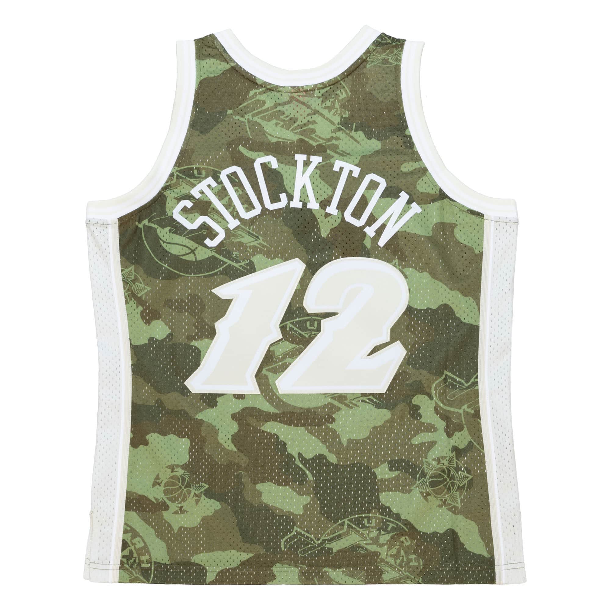 Ghost Green Camo Swingman John Stockton Utah Jazz 1998-99 Jersey