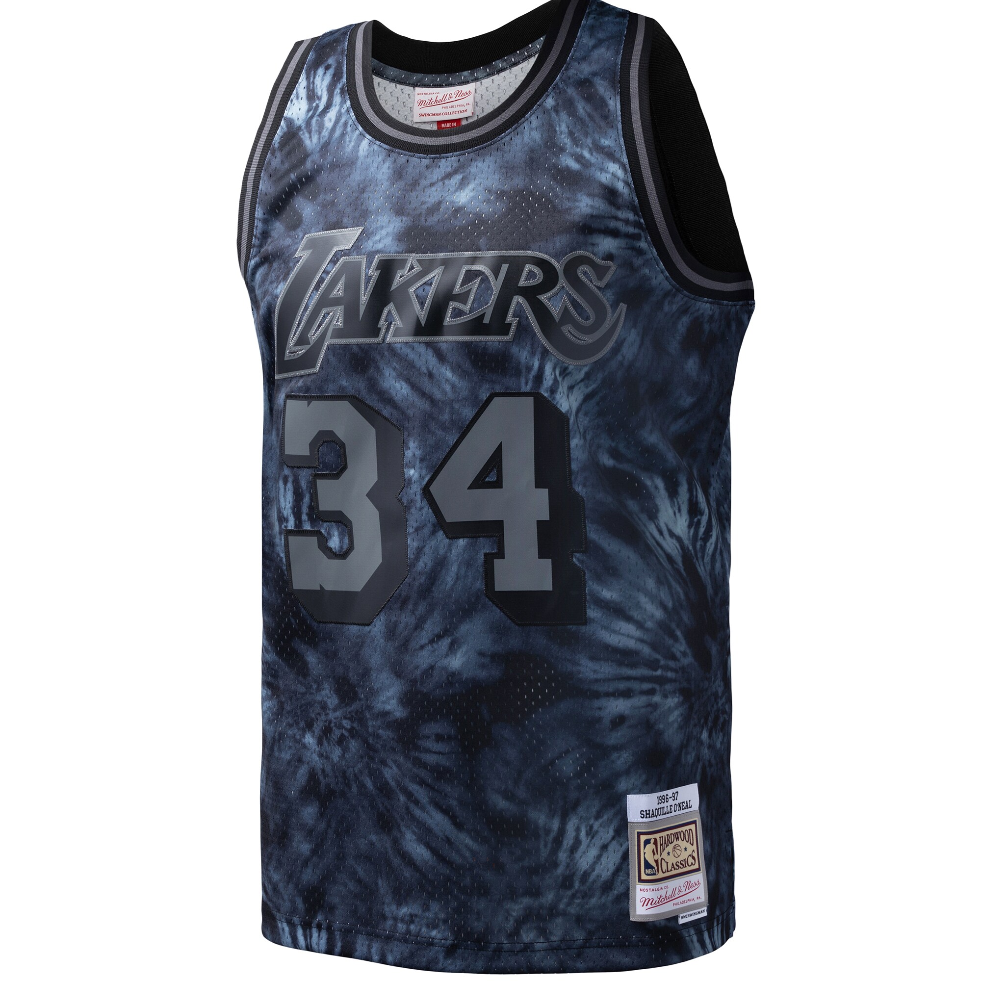 Shaquille O'Neal Los Angeles Lakers Mitchell & Ness Hardwood Classics 1996/97 Tie-Dye Swingman Jersey - Black