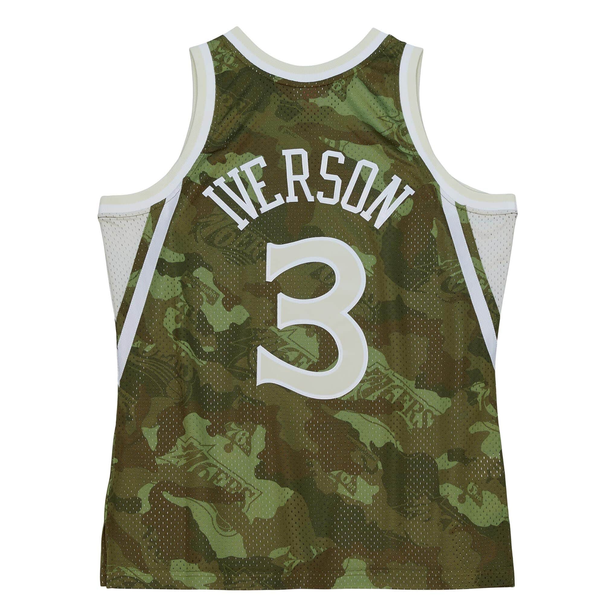Ghost Green Camo Swingman Allen Iverson Philadelphia 76ers 1996-97 Jersey