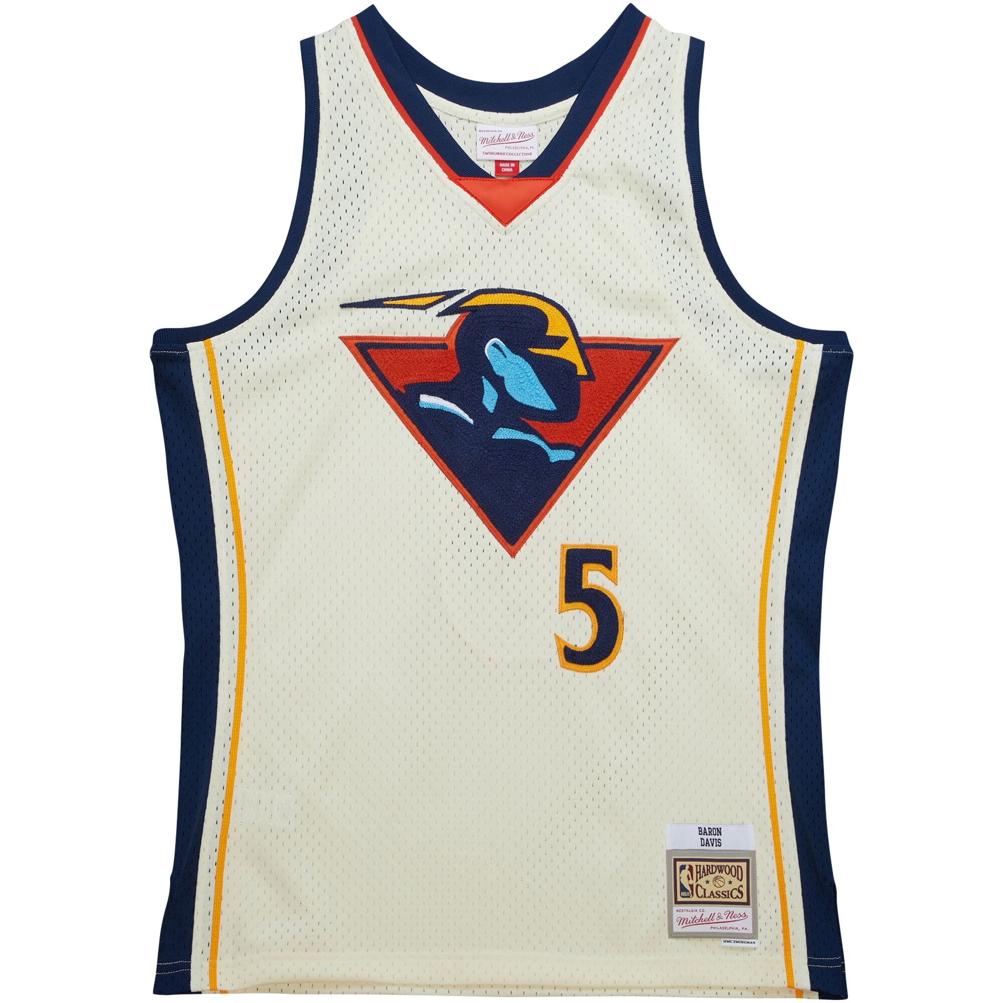 Baron Davis Golden State Warriors Mitchell & Ness Chainstitch Swingman Jersey - Cream