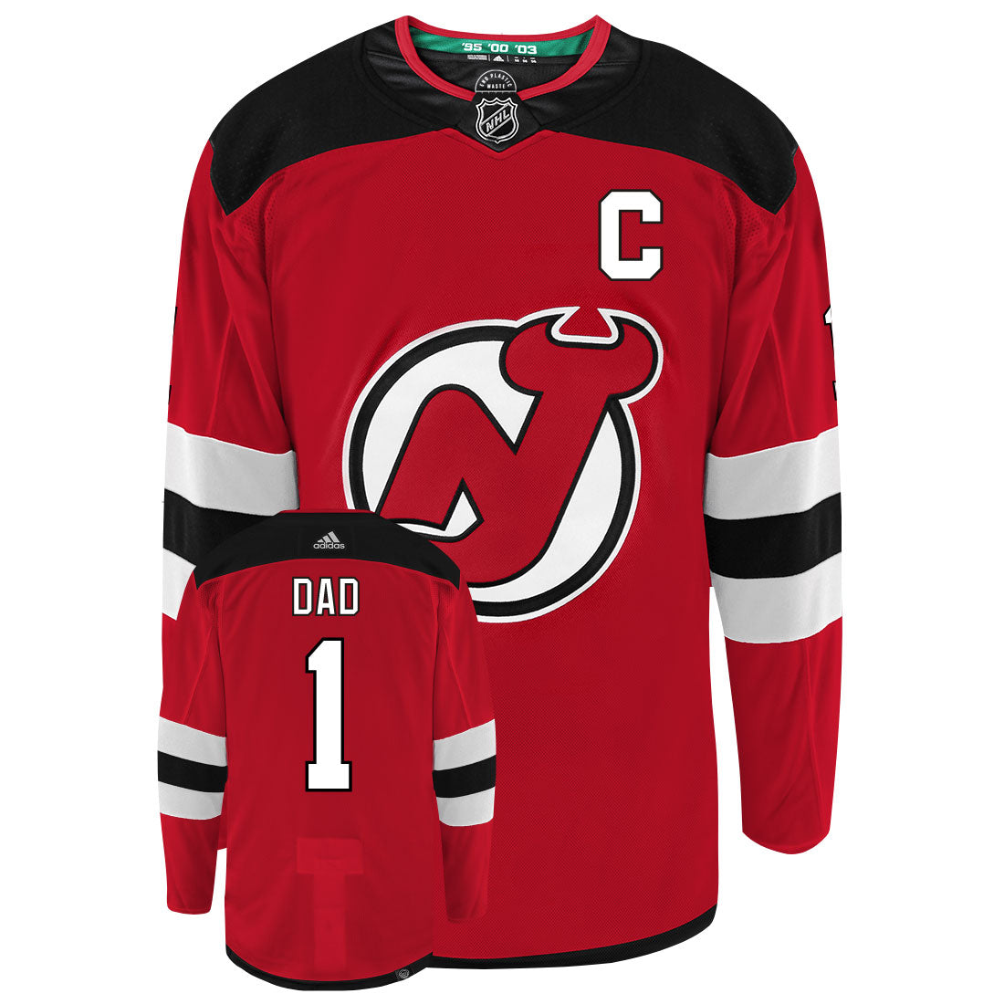 New Jersey Devils Dad Number One Adidas Primegreen Authentic NHL Hockey Jersey