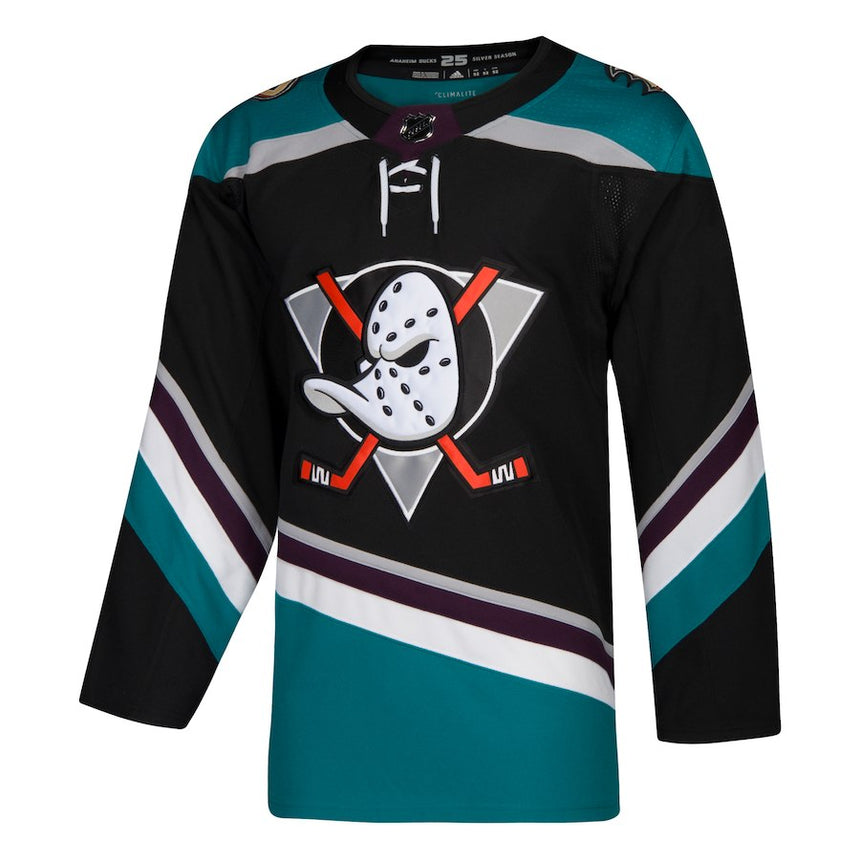 Men's Anaheim Ducks adidas Black/Teal Alternate Authentic Blank Jersey