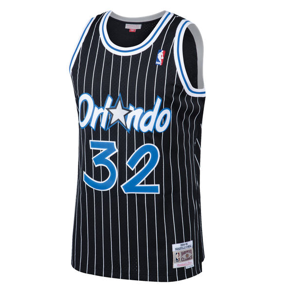 Men��s Shaquille O��Neal Orlando Magic 1994-95 Black Swingman Replica Jersey By Mitchell & Ness