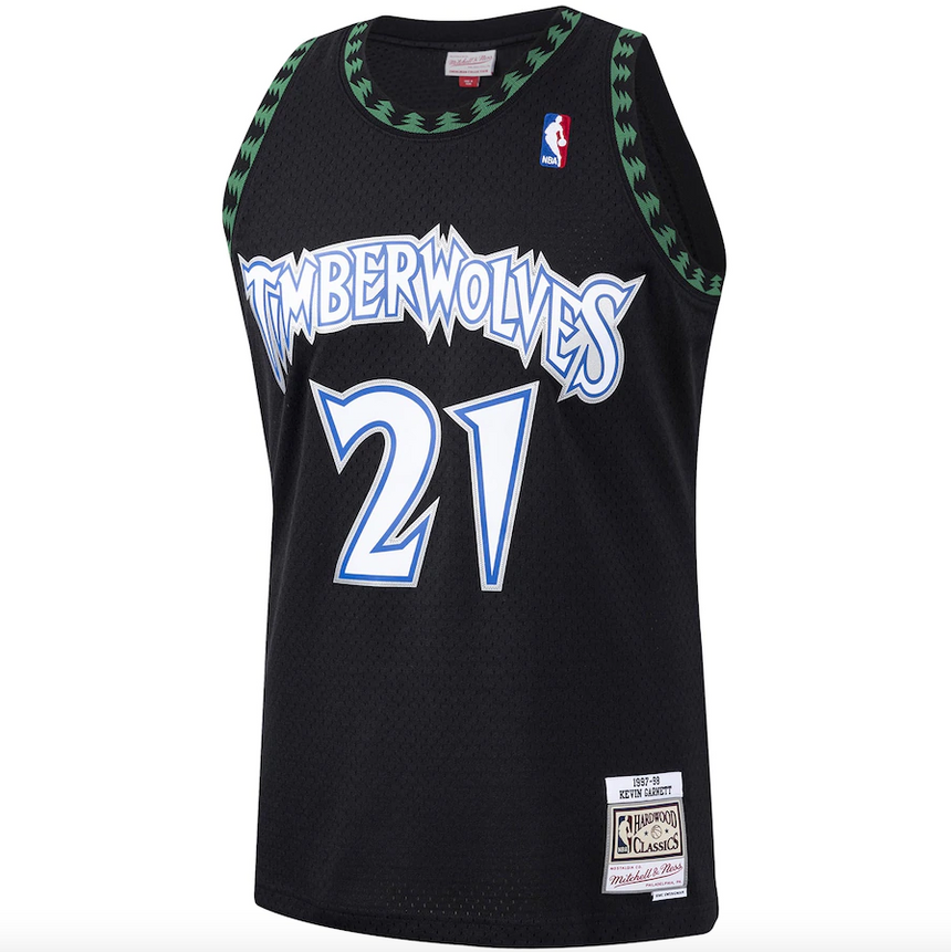Men's Minnesota Timberwolves Kevin Garnett Mitchell & Ness Black 1997-98 Hardwood Classics Swingman Player Jersey
