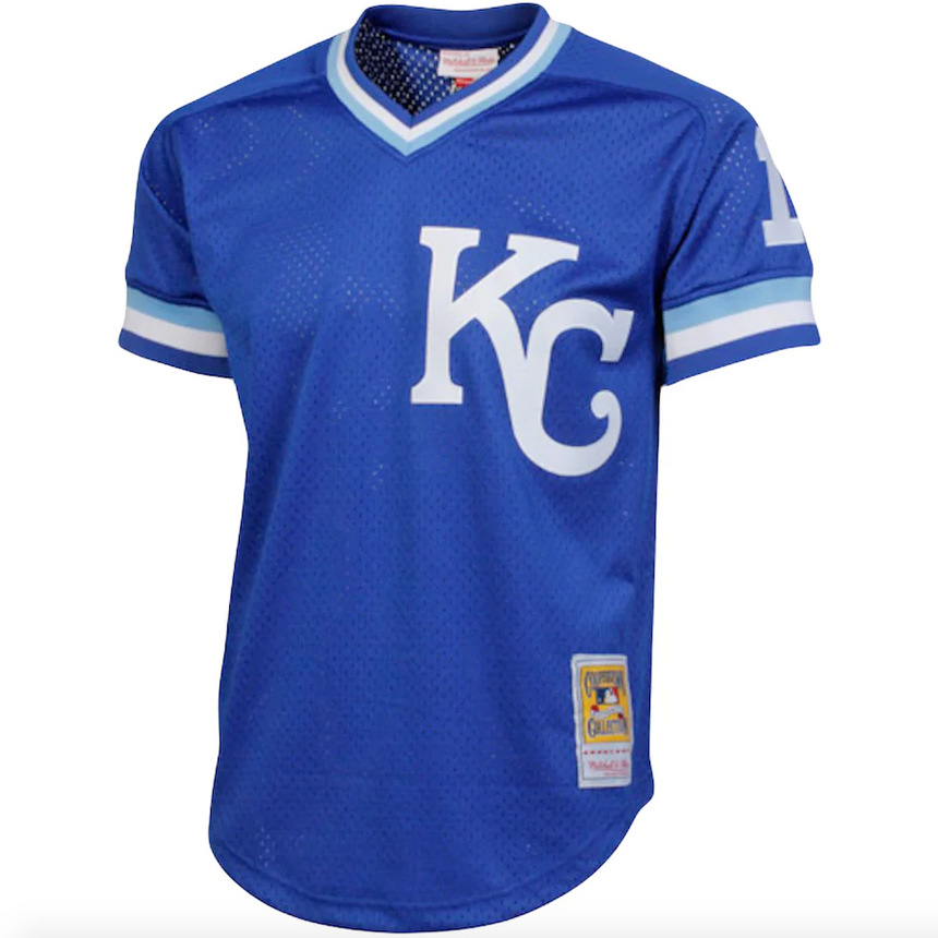 Men's Mitchell & Ness Authentic Replica Bo Jackson Kansas City Royals 1989 Blue Mesh Batting Practice Jersey