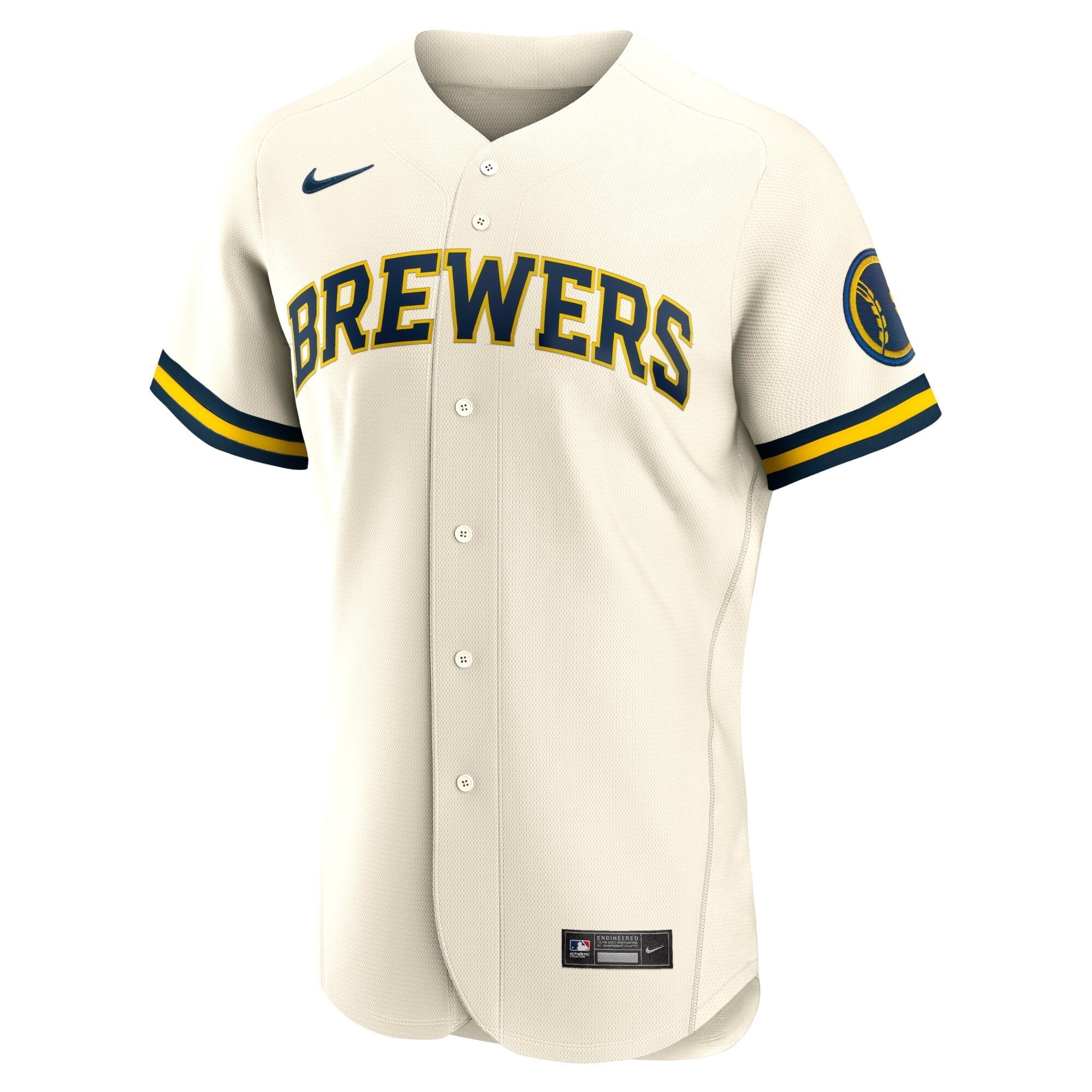 Men's Nike Cream Milwaukee Brewers Home Authentic Team Logo Jersey