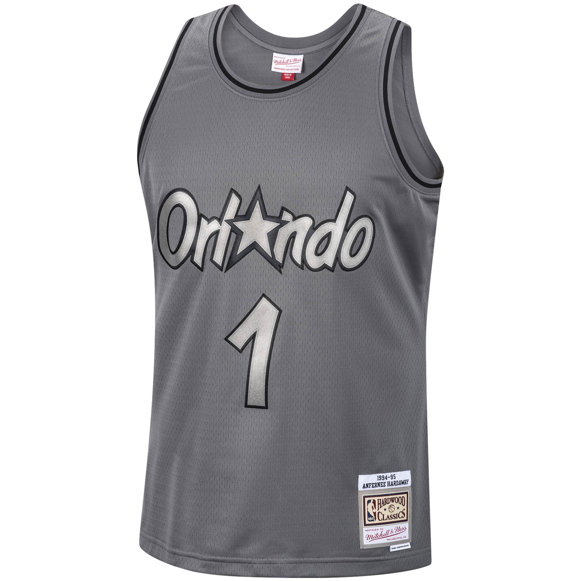 Penny Hardaway Orlando Magic Mitchell & Ness Hardwood Classics Retired Player 1994/95 Metal Works Swingman Jersey - Charcoal