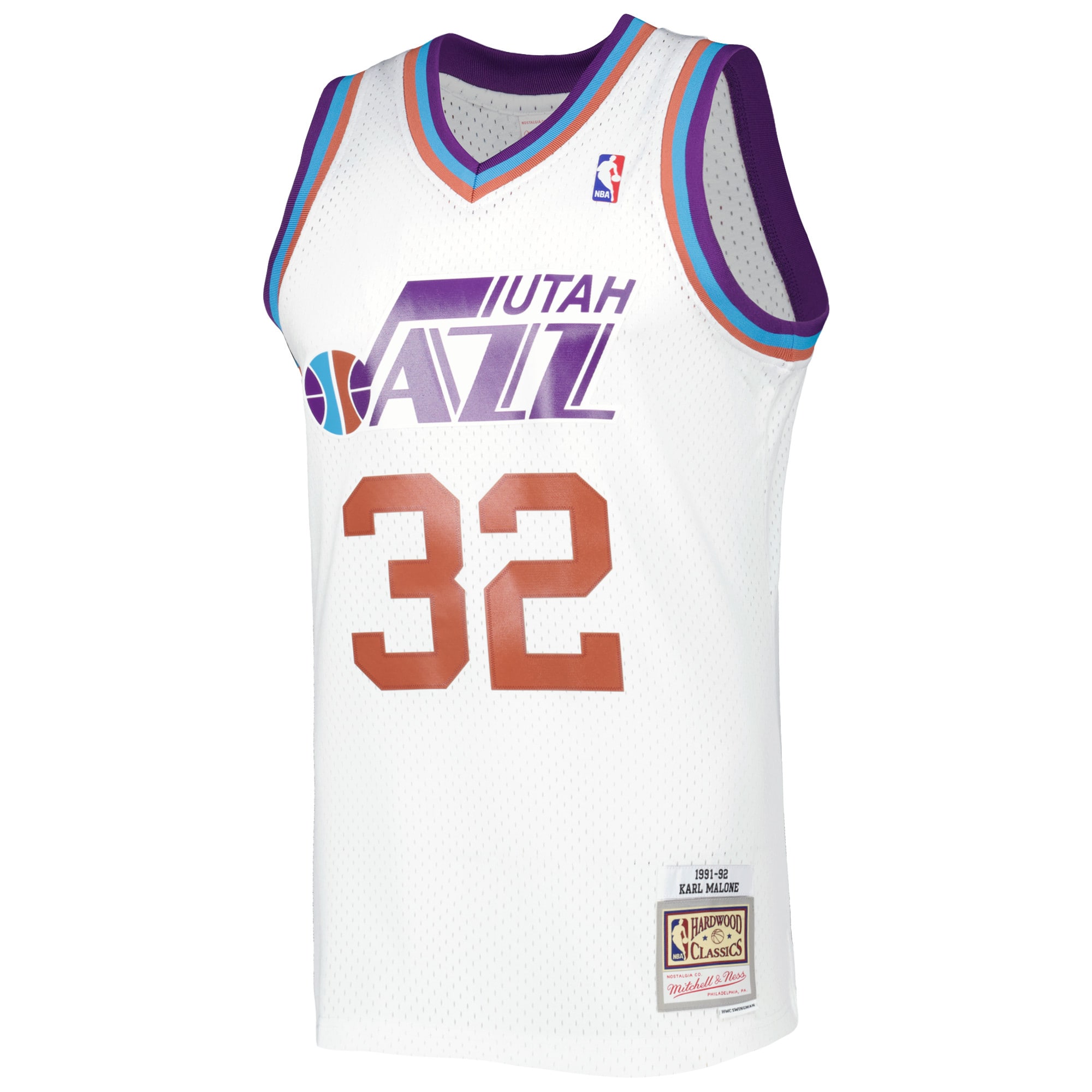 Karl Malone Utah Jazz Mitchell & Ness 1991/92 Hardwood Classics Reload 3.0 Swingman Jersey - White