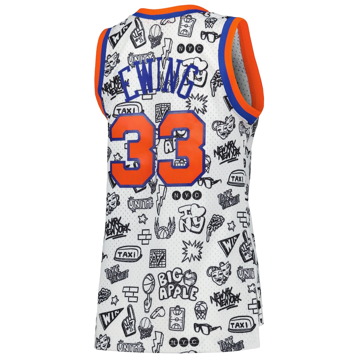 Women's Patrick Ewing Mitchell & Ness Knicks 1991 Doodle Swingman Jersey - White