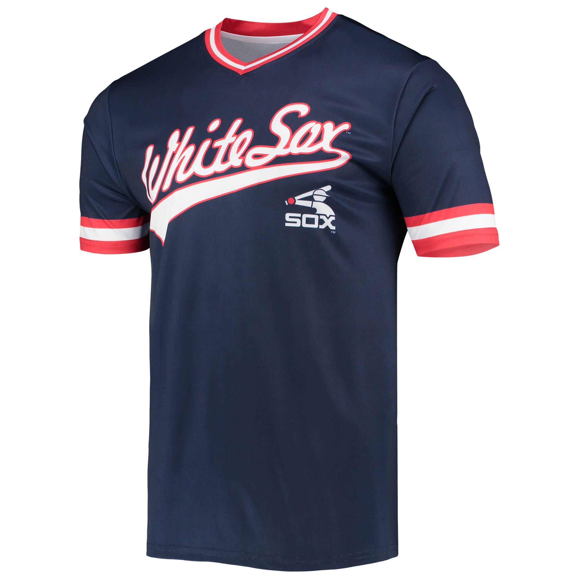 Chicago White Sox Stitches Cooperstown Collection V-Neck Team Color Jersey - Navy/Red