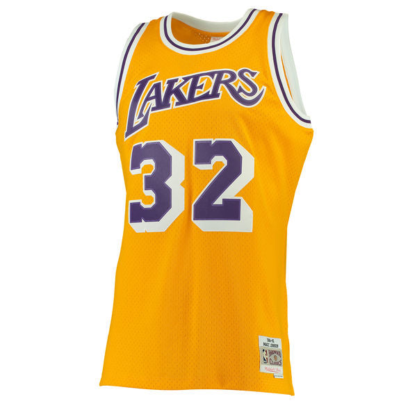 Men's Los Angeles Lakers Magic Johnson Mitchell & Ness Gold 1984-85 Hardwood Classics Swingman Jersey