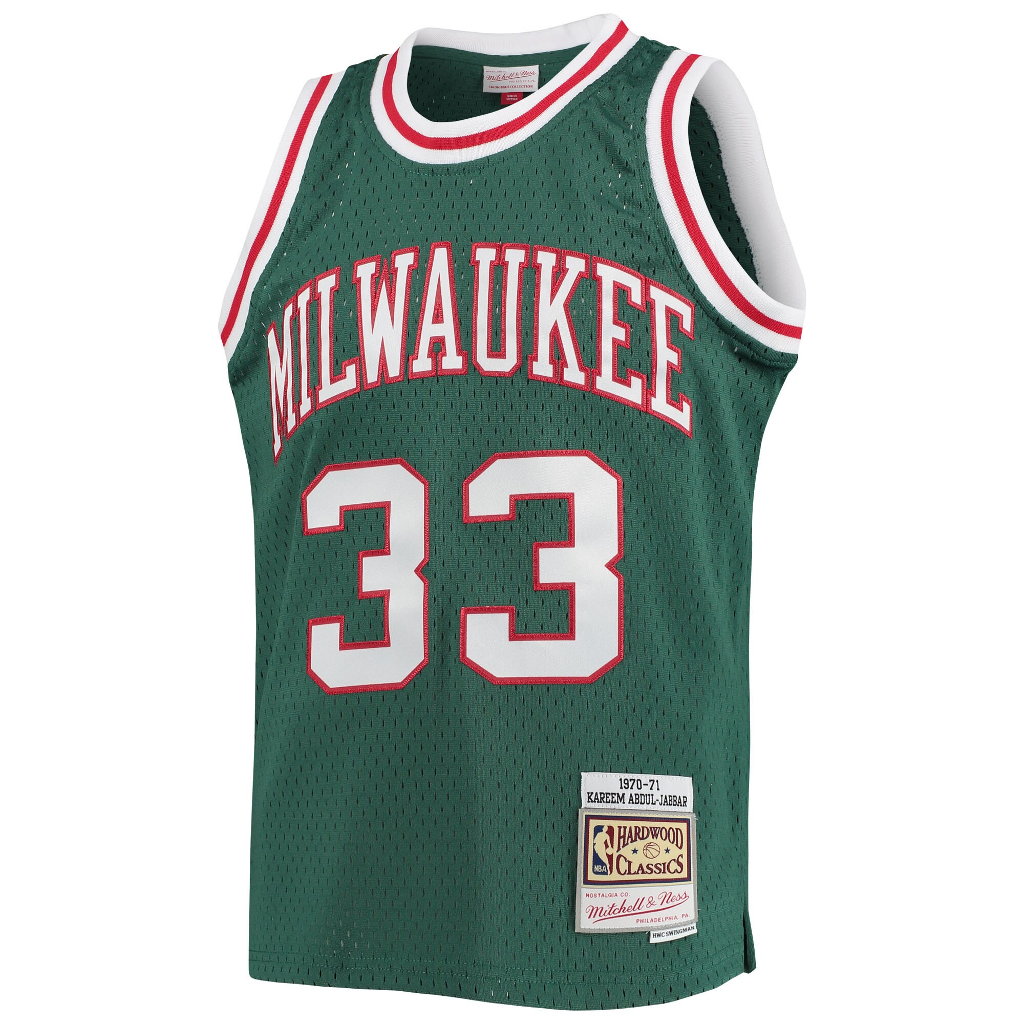 Kareem Abdul-Jabbar Milwaukee Bucks Mitchell & Ness Youth 1970-71 Hardwood Classics Swingman Jersey - Green