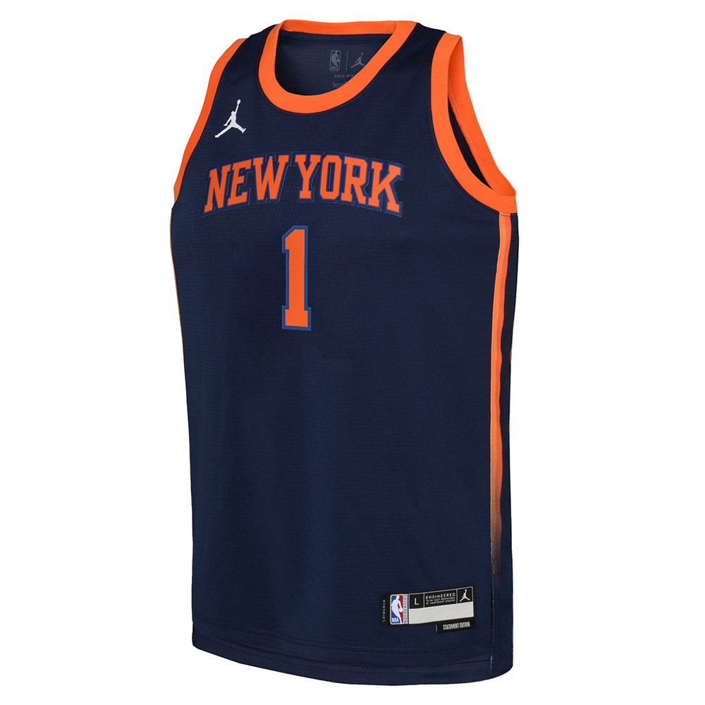 Youth New York Knicks Obi Toppin Statement Edition Jersey - Navy
