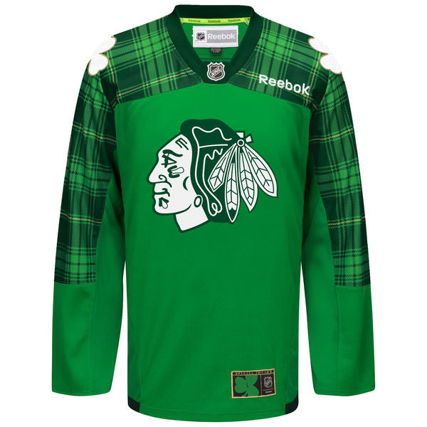 Reebok Men's Chicago Blackhawks Artemi Panarin #72 St. Patrick's Green Tartan Practice Jersey