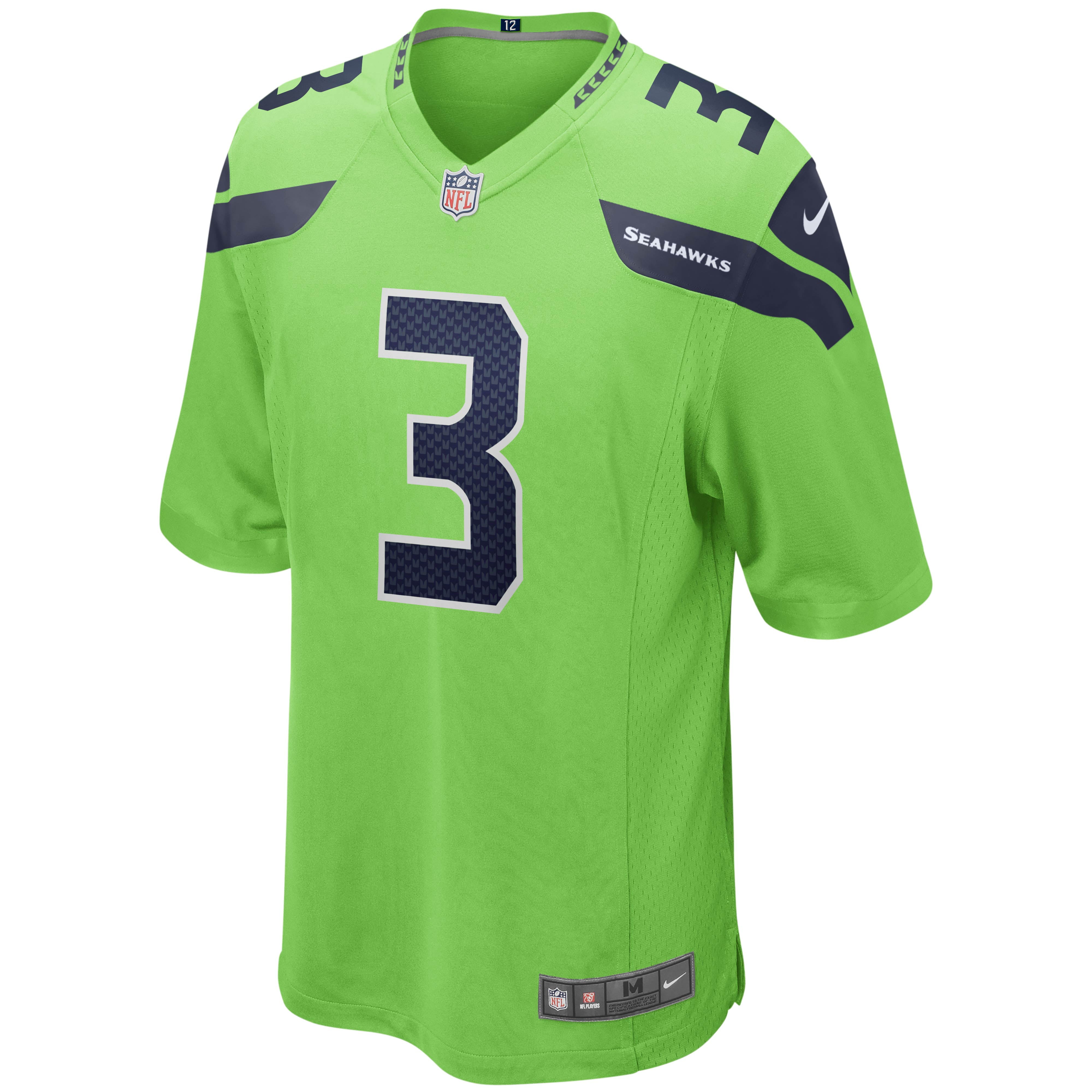 Men's Nike  Russell Wilson  Neon Green Seattle Seahawks Alternate Game Jersey