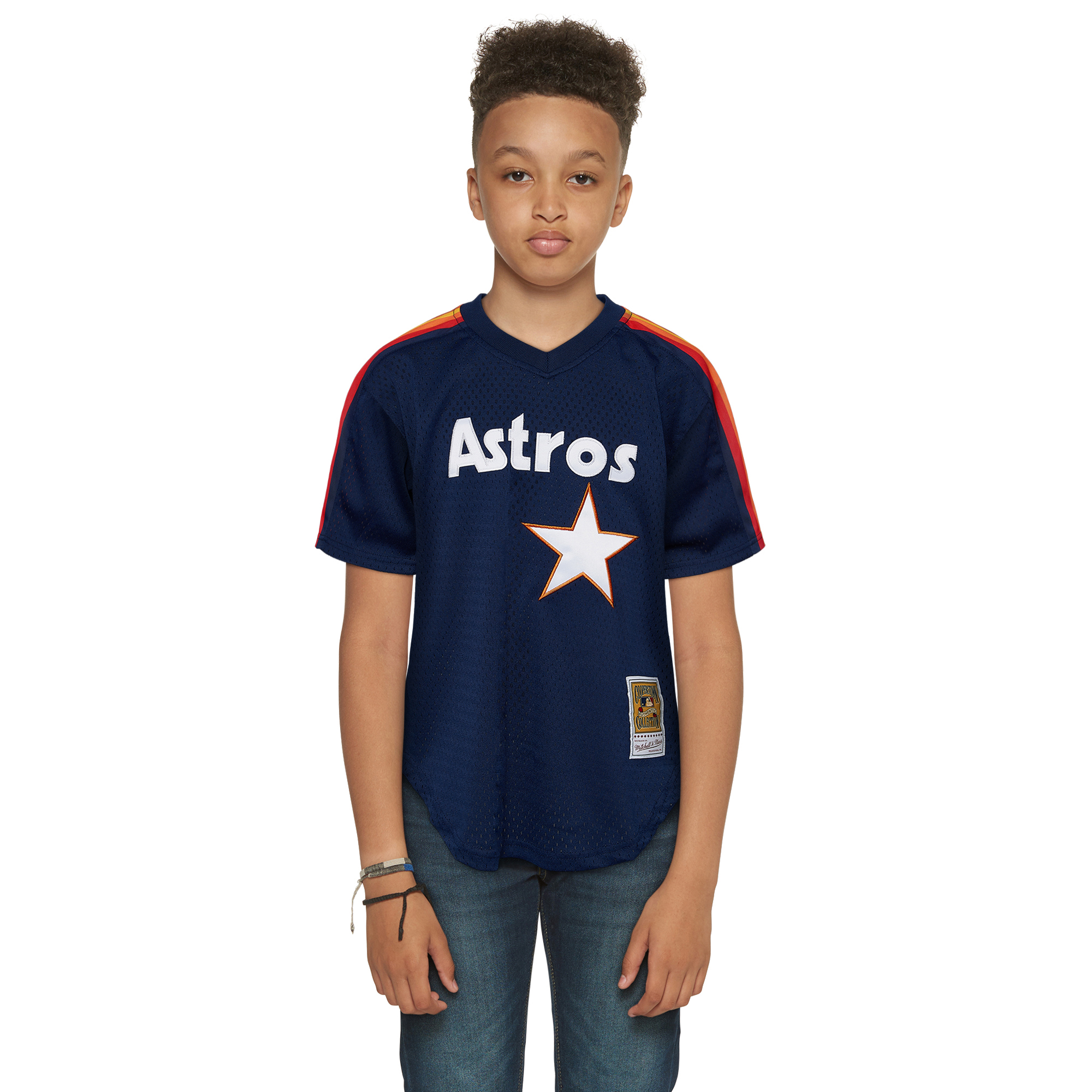 Boys' Grade School Ryan Nolan Mitchell & Ness Astros BP Jersey - Navy