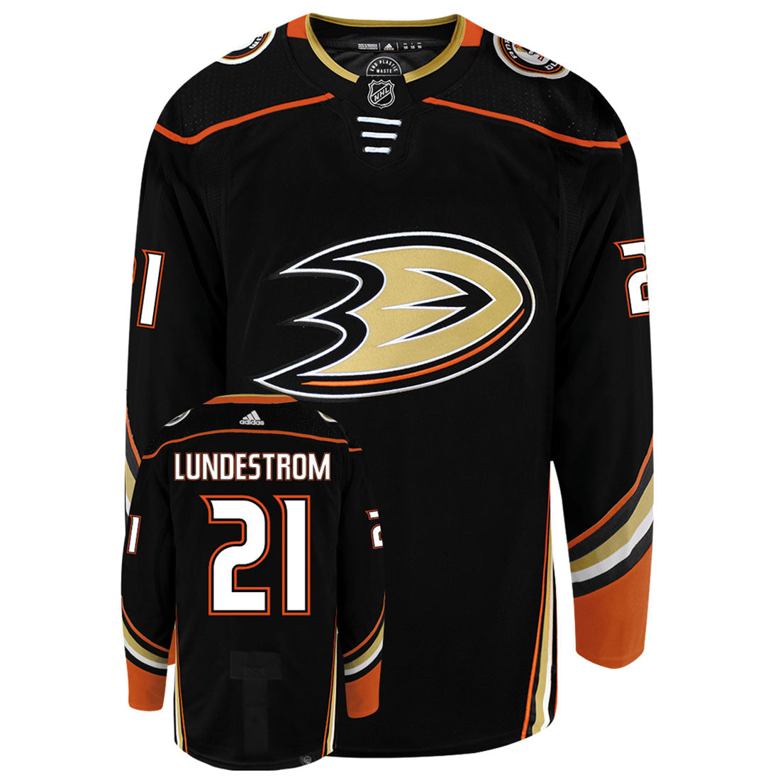 Isac Lundestrom Anaheim Ducks Adidas Primegreen Authentic NHL Hockey Jersey