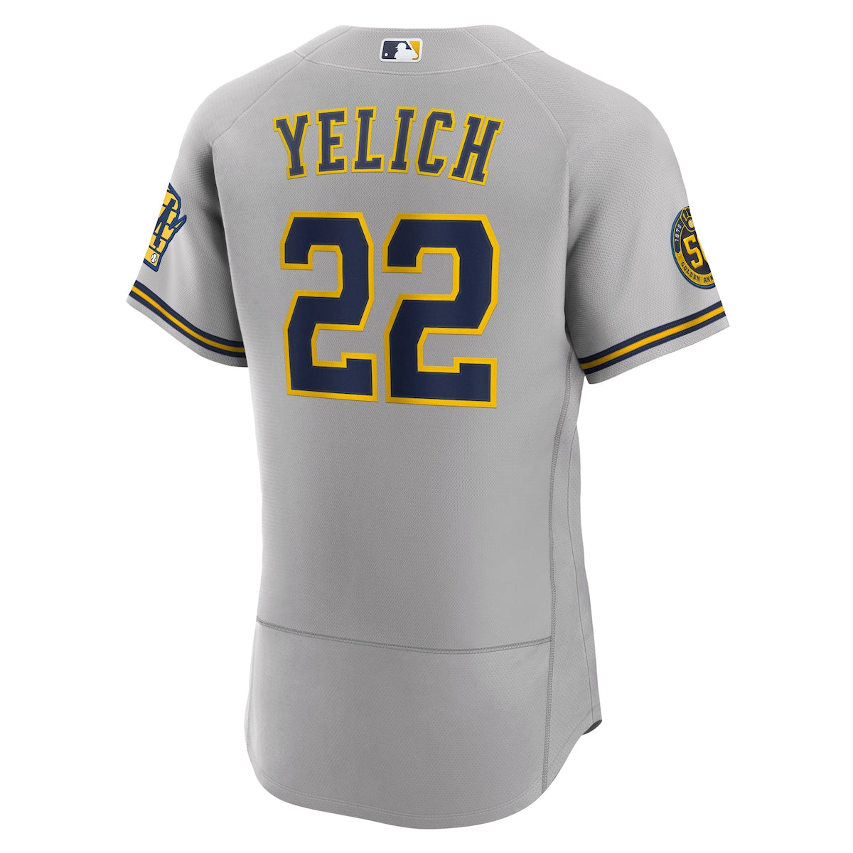 Men's Christian Yelich Nike Brewers Home Authentic Jersey - Grey