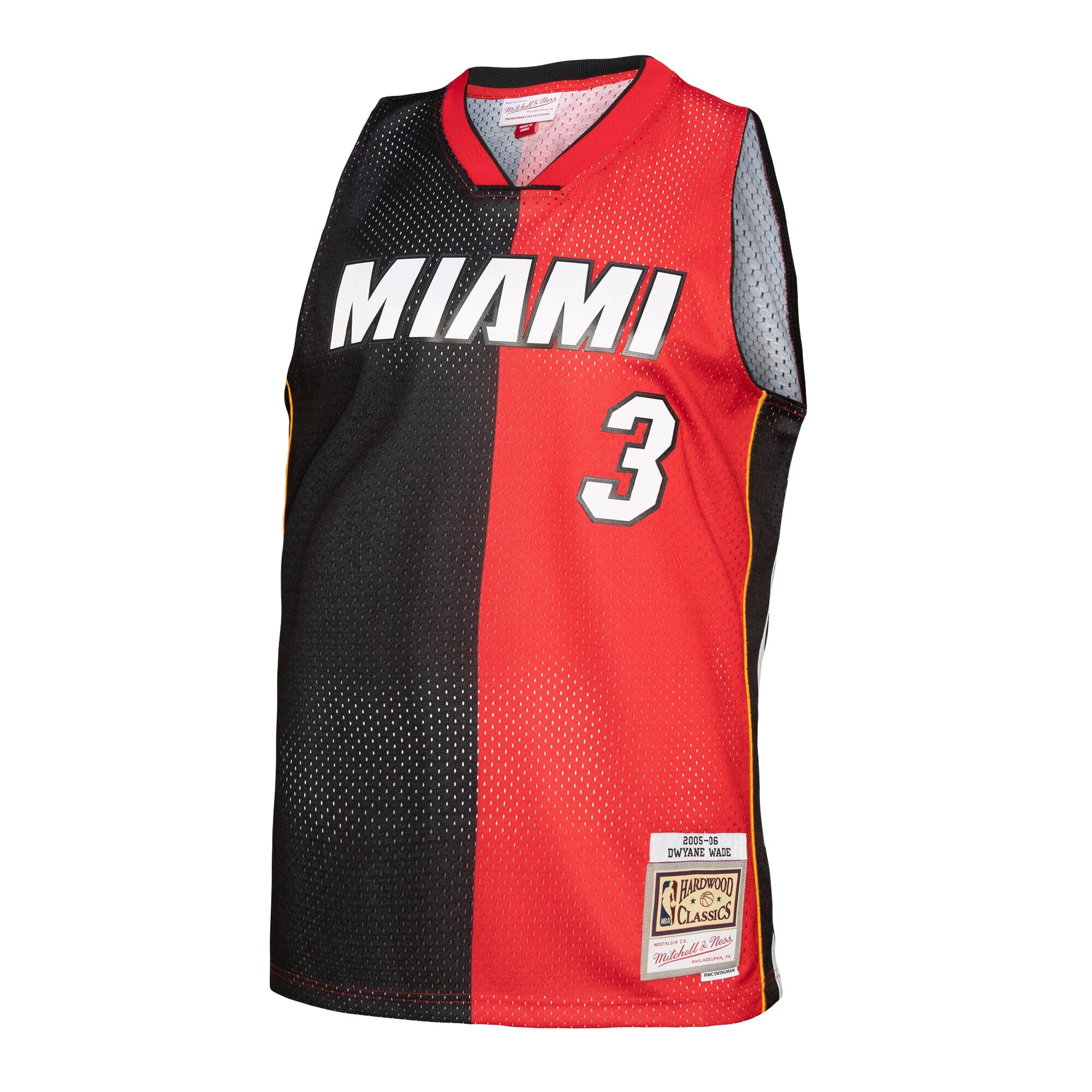 Dwyane Wade Miami Heat Mitchell & Ness Hardwood Classics 2005/06 Split Swingman Jersey - Black/Red