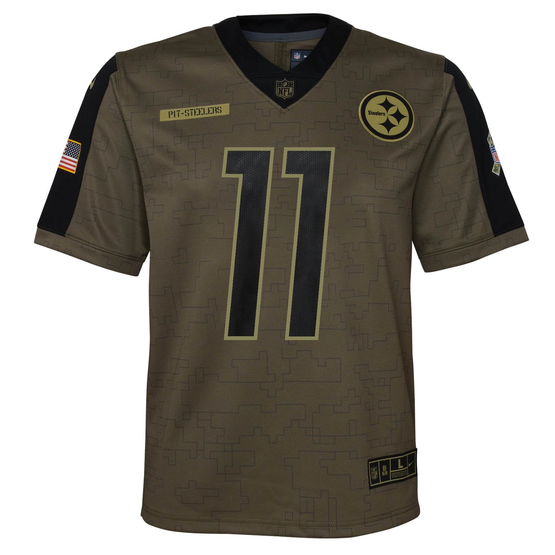 Youth Nike Chase Claypool Olive Pittsburgh Steelers 2021 Salute To Service Game Jersey