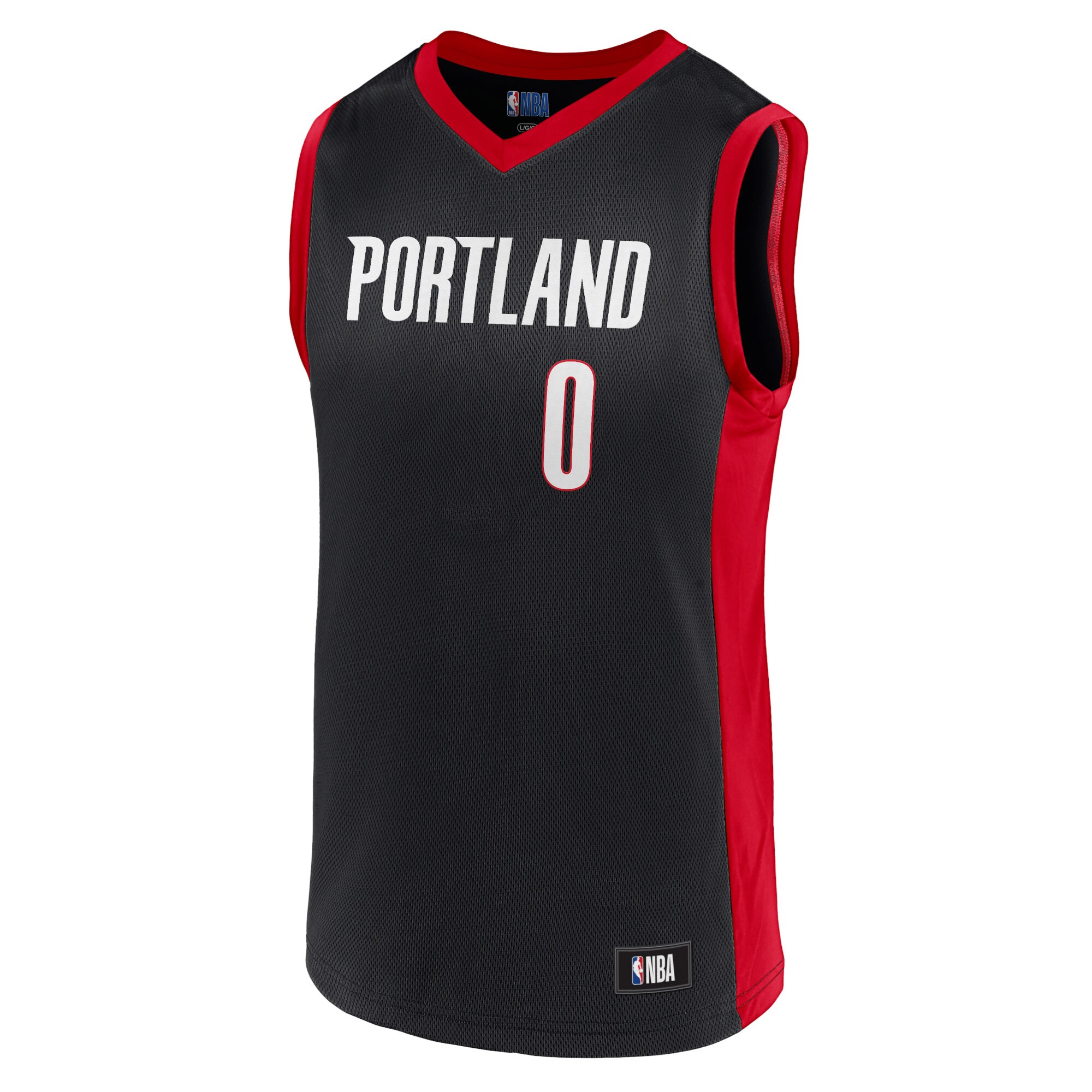 Men's Damian Lillard Black/Red Portland Trail Blazers Replica Jersey