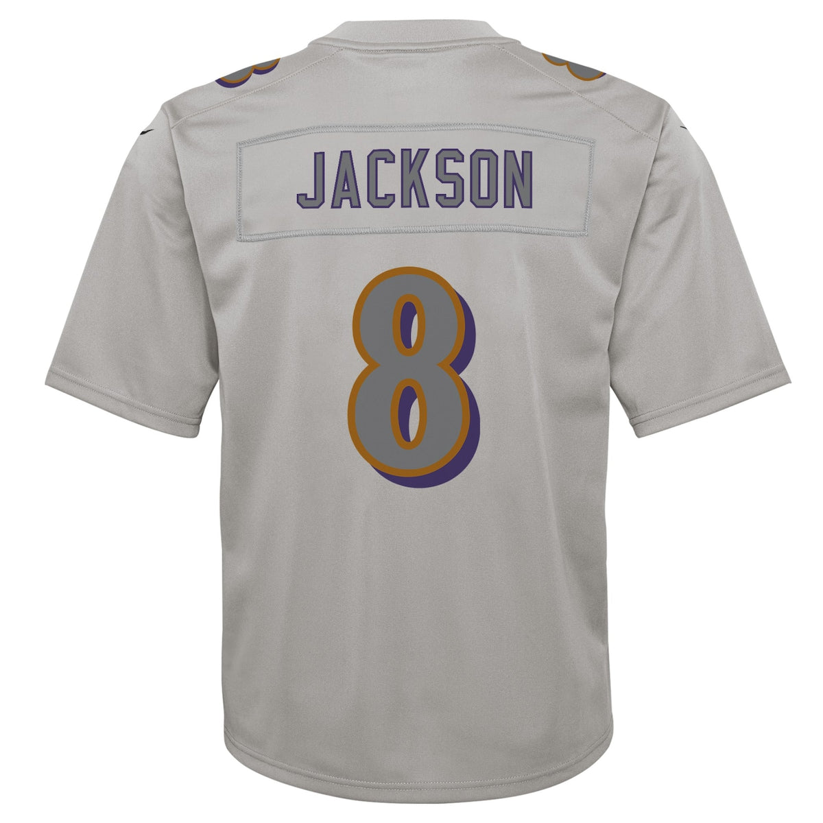 Boys' Grade School Lamar Jackson Nike Ravens Atmosphere Fashion Game Jersey - Grey