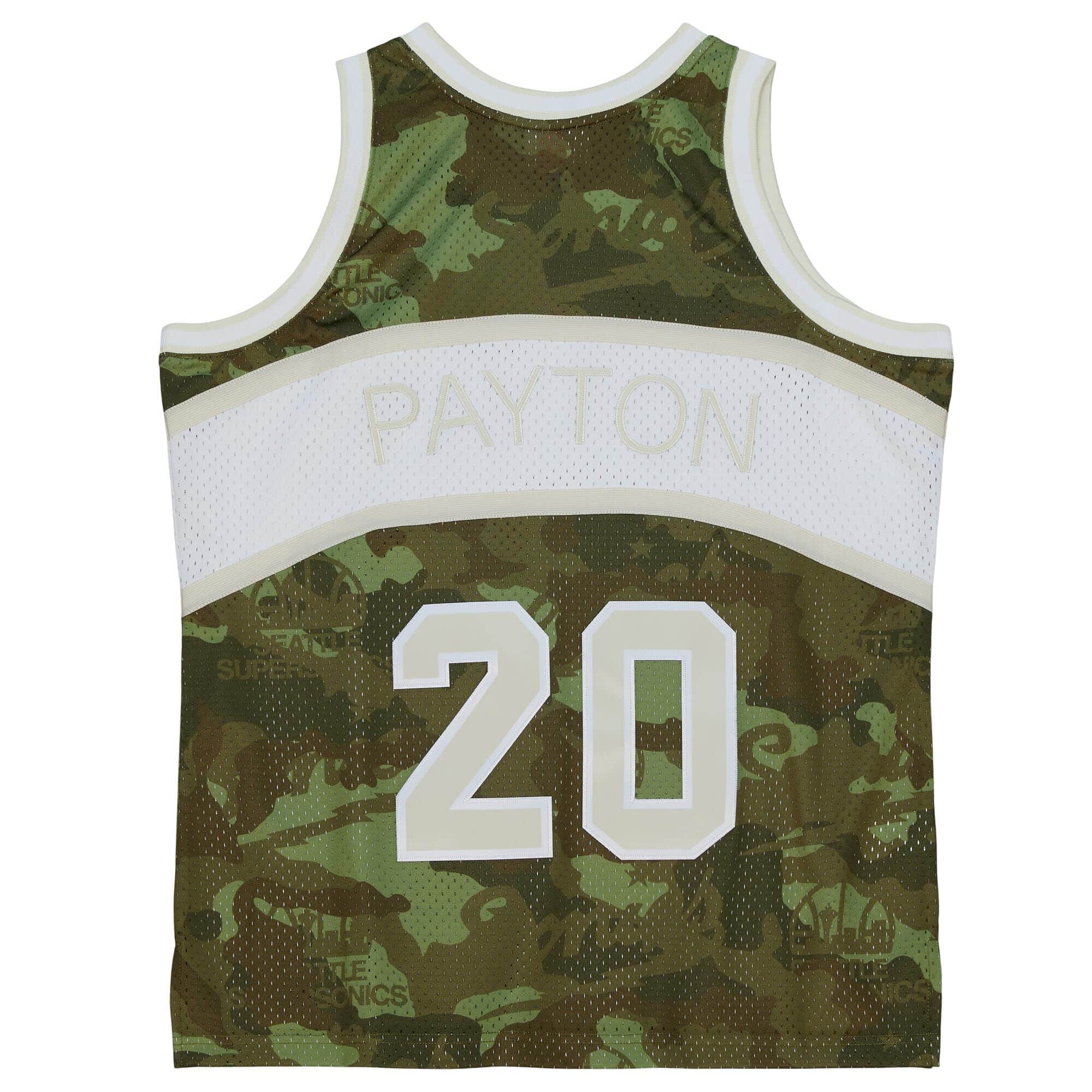 Ghost Green Camo Swingman Gary Payton Seattle Supersonics 1984-85 Jersey