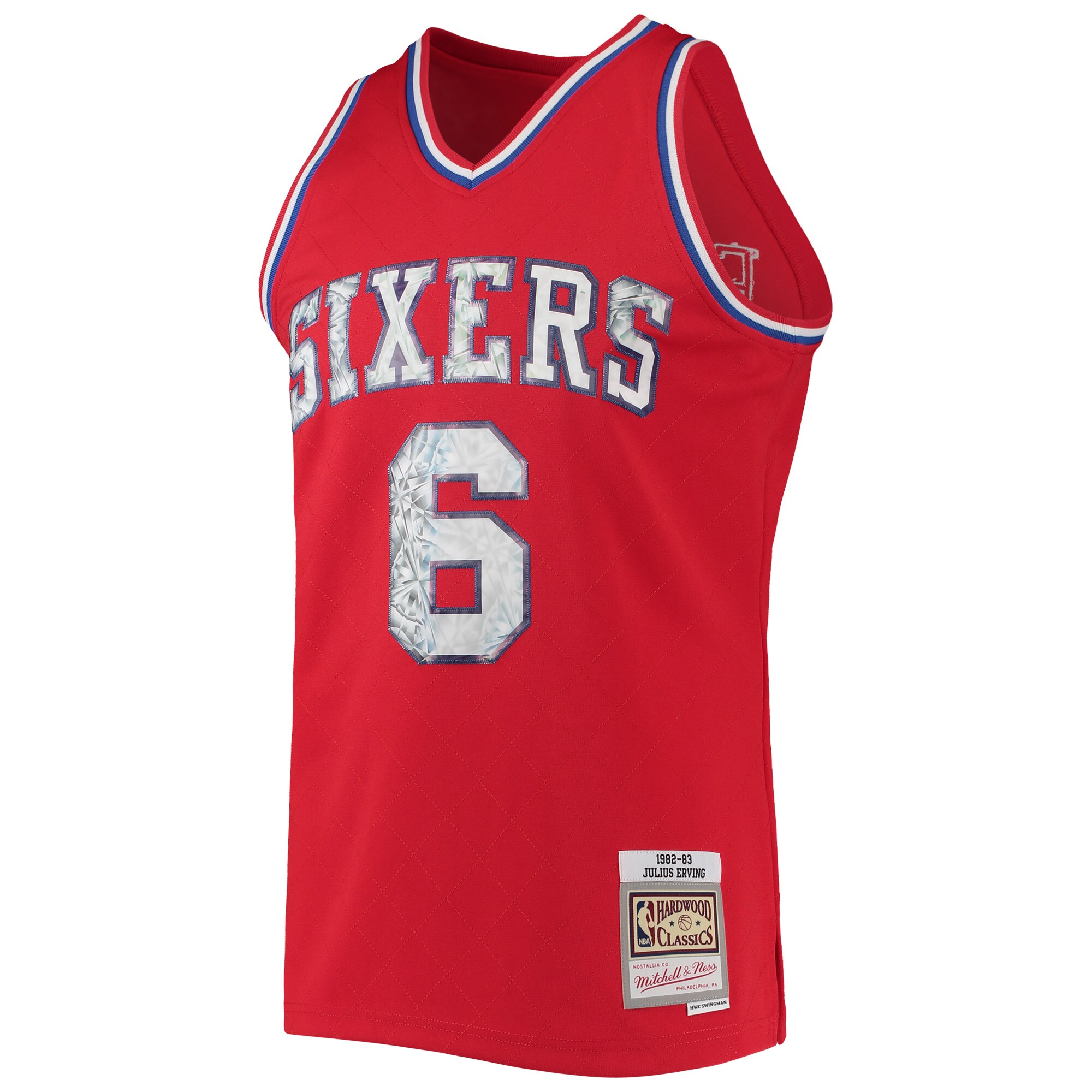Julius Erving Philadelphia 76ers Mitchell & Ness 1996-97 Hardwood Classics NBA 75th Anniversary Diamond Swingman Jersey - Red