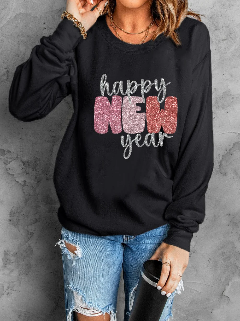 Sparkling Midnight Celebration Graphic Sweater