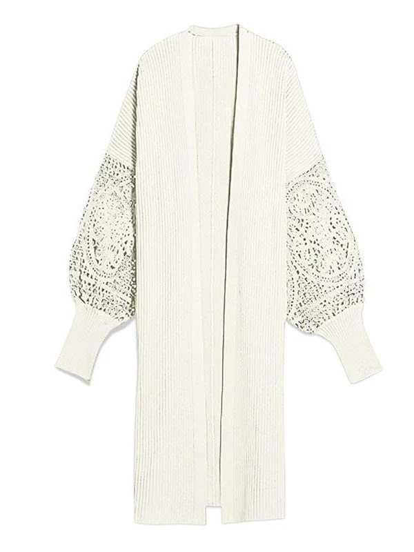 Stylish Lace Detail Cardigan Sweater For Women