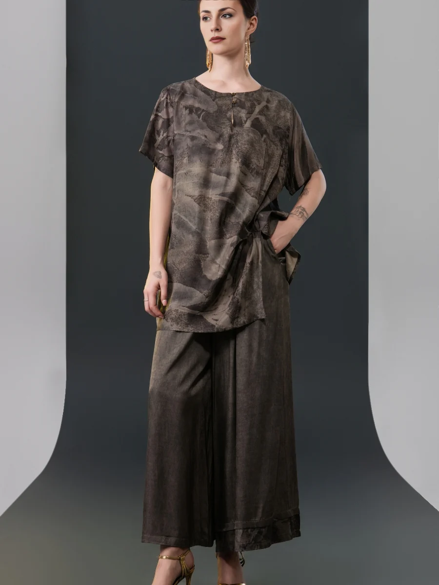 Chic Abstract Print Two-Piece Set