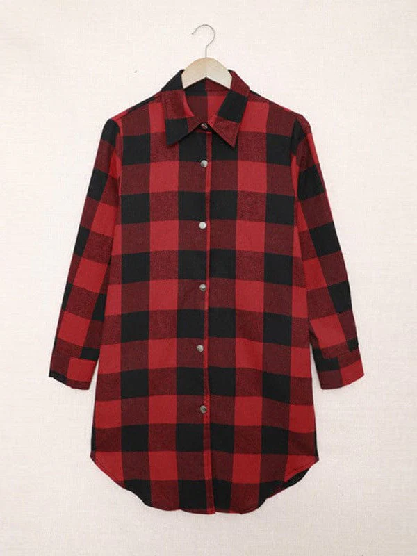 Women'S Plaid Cardigan Jacket With Snap Button