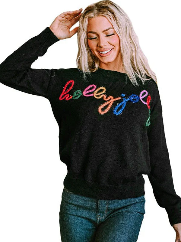 Colorful Letter Print Pullover Sweater For Women