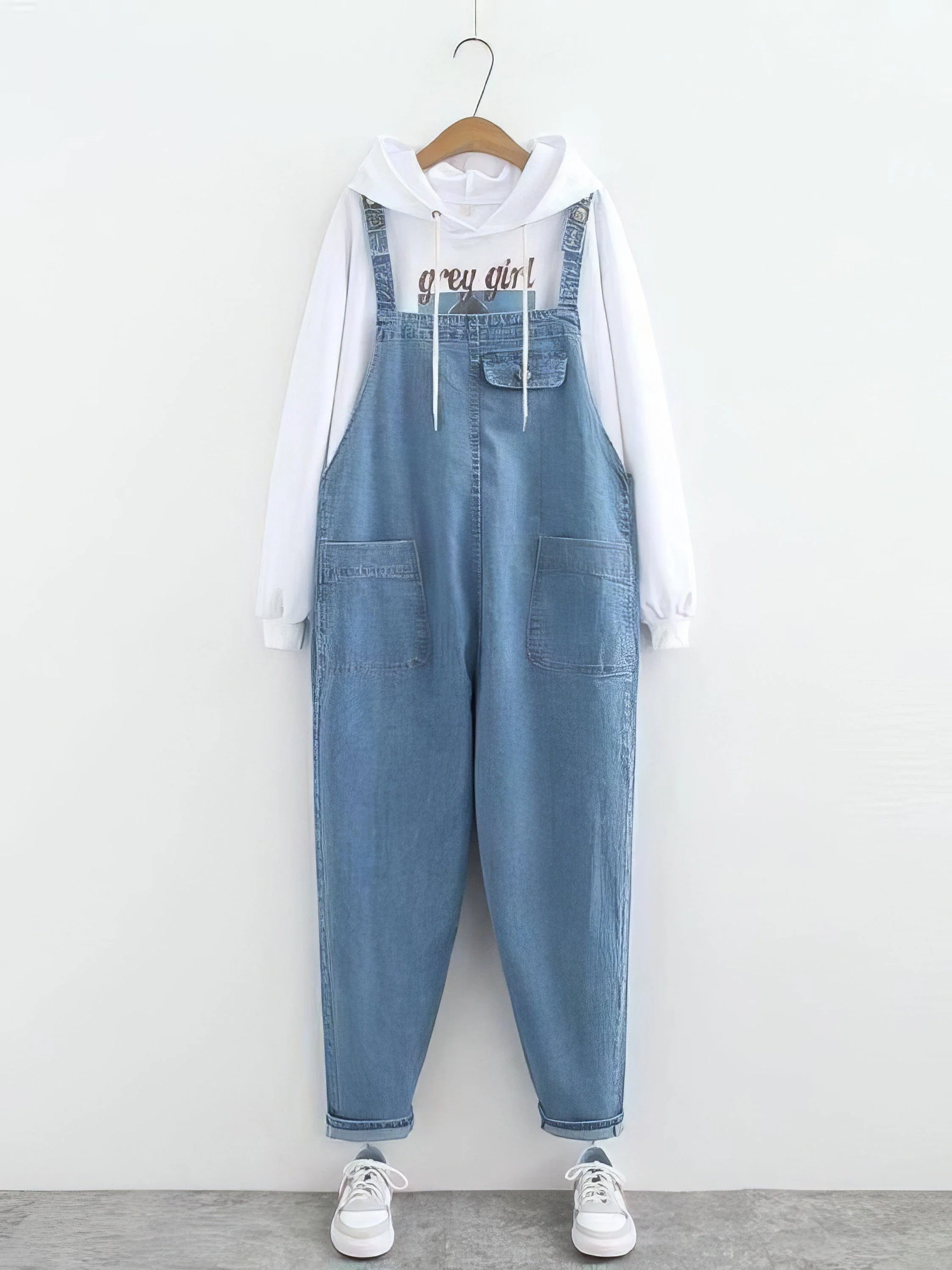 Straight Plus Size Curve Dark-Wash Plus-Size Jean Overalls