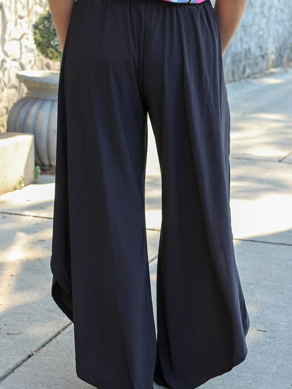 Black Plus Size Front Tie Tulip Wide Leg Pants